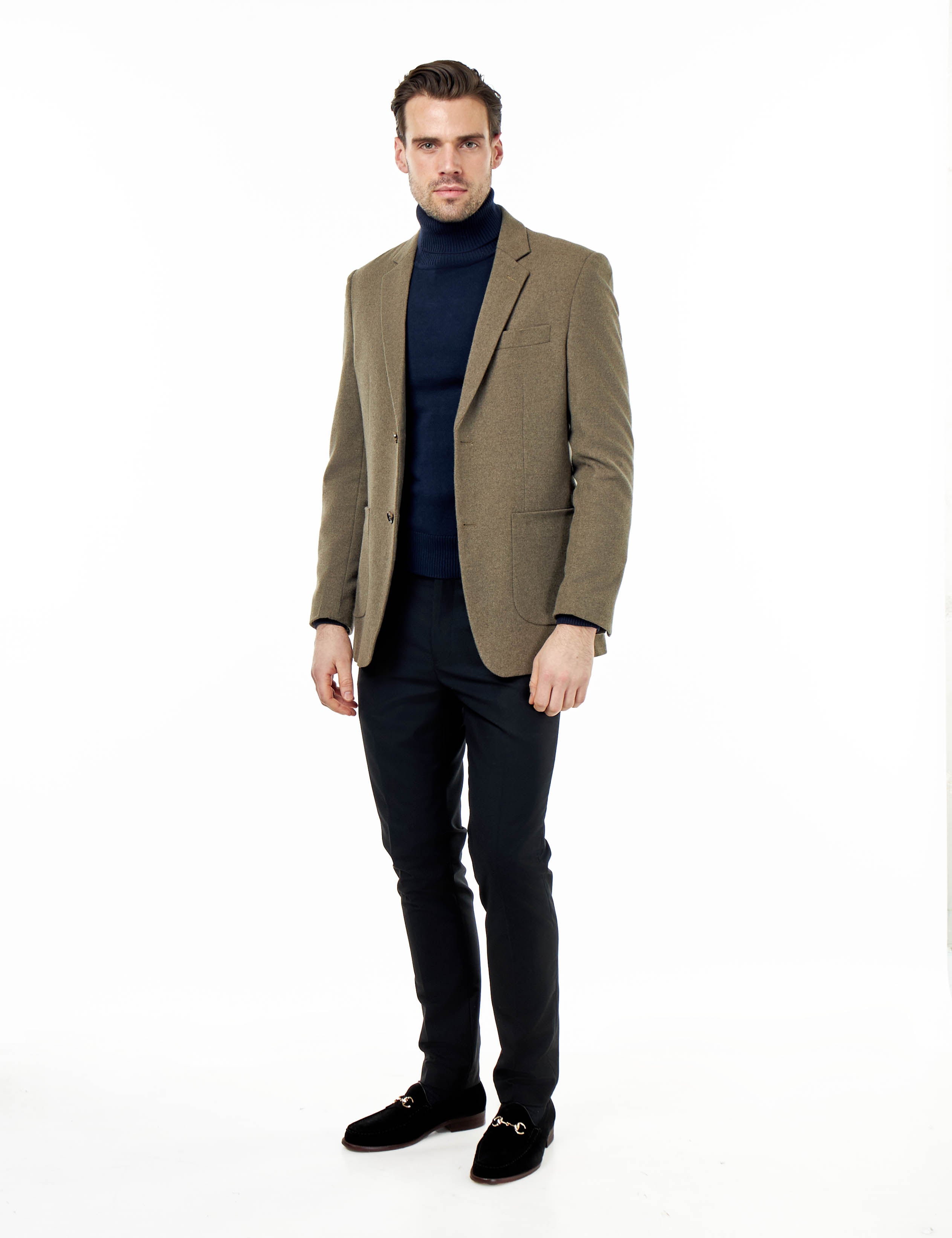 SEAN – Khaki Wool Blend Stretch Tweed Jacket