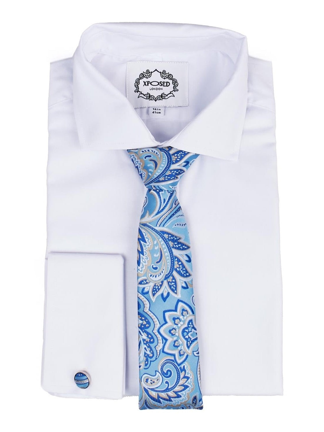 FROZEN BLUE FLORAL PAISLEY NECK TIE SET