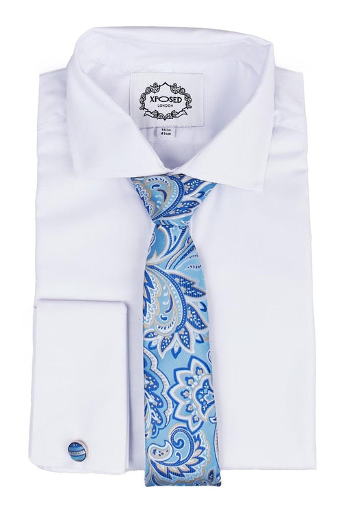 FROZEN BLUE FLORAL PAISLEY NECK TIE SET