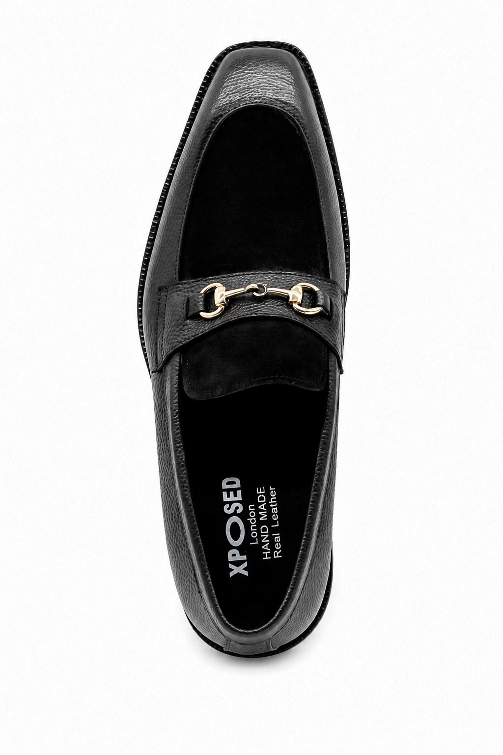 DEXTER Men’s Black Leather & Suede Snaffle Loafers
