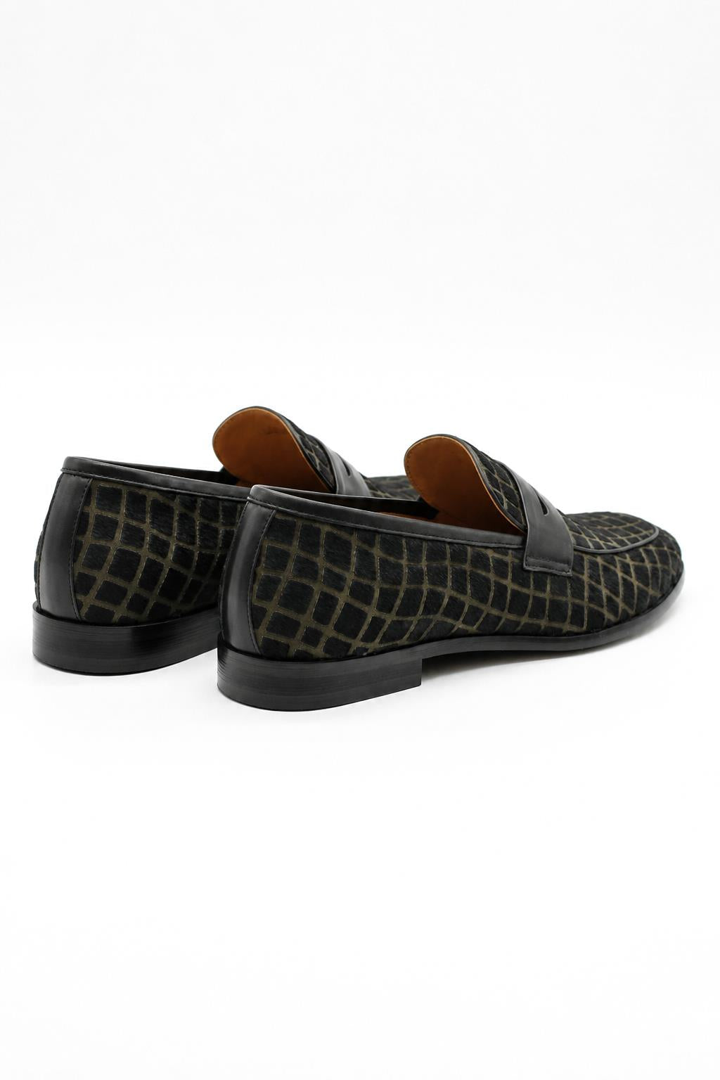 GINO Men’s Black Patterned Horsehair Leather Penny Loafers