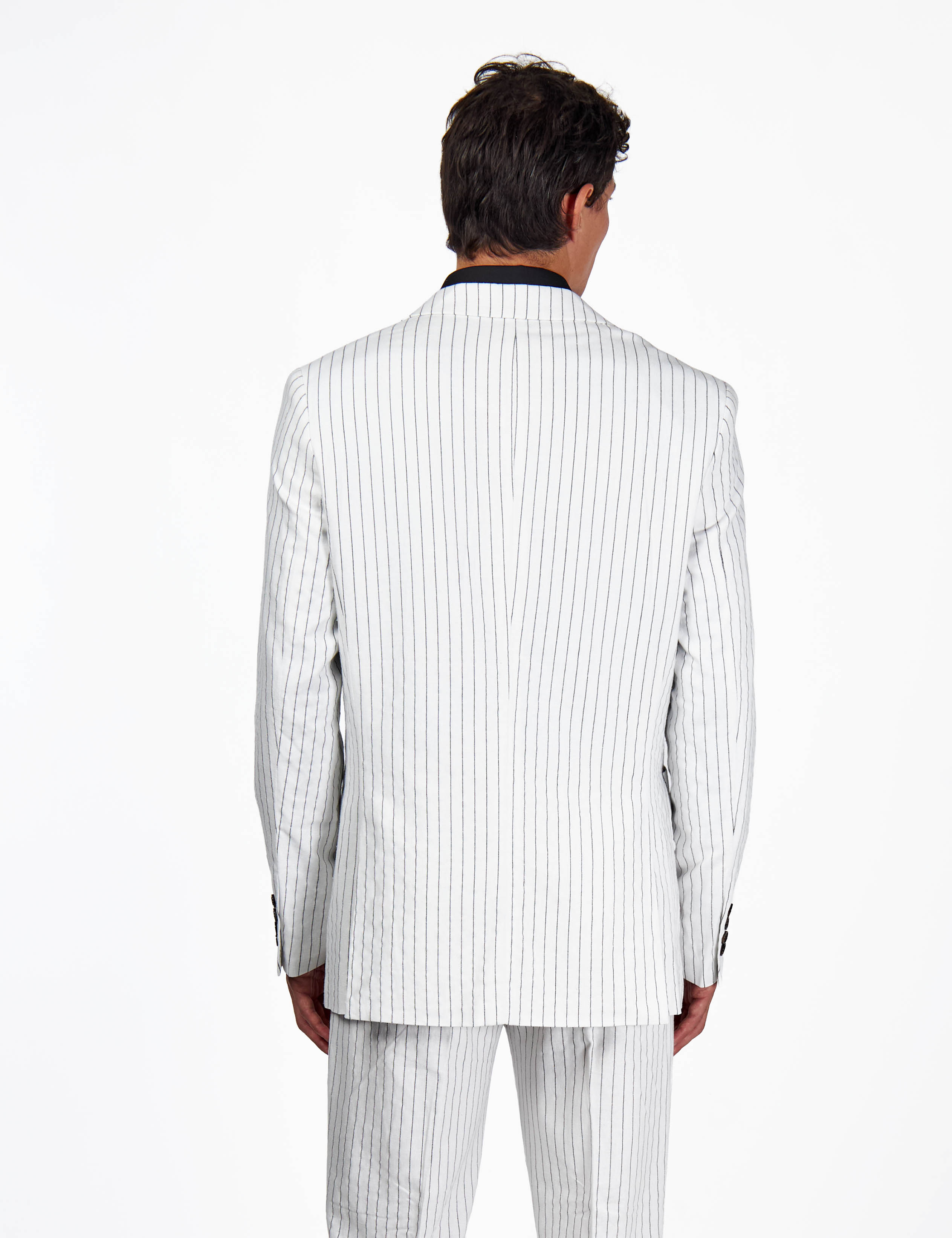 LLOYD - Tailored Mens White Pinstripe Linen 2 Piece Suit
