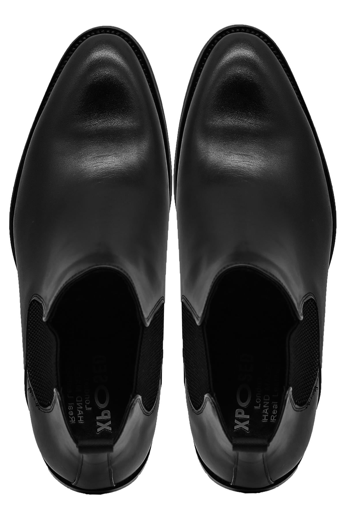 REMY Men’s Black Polished Leather Chelsea Boots