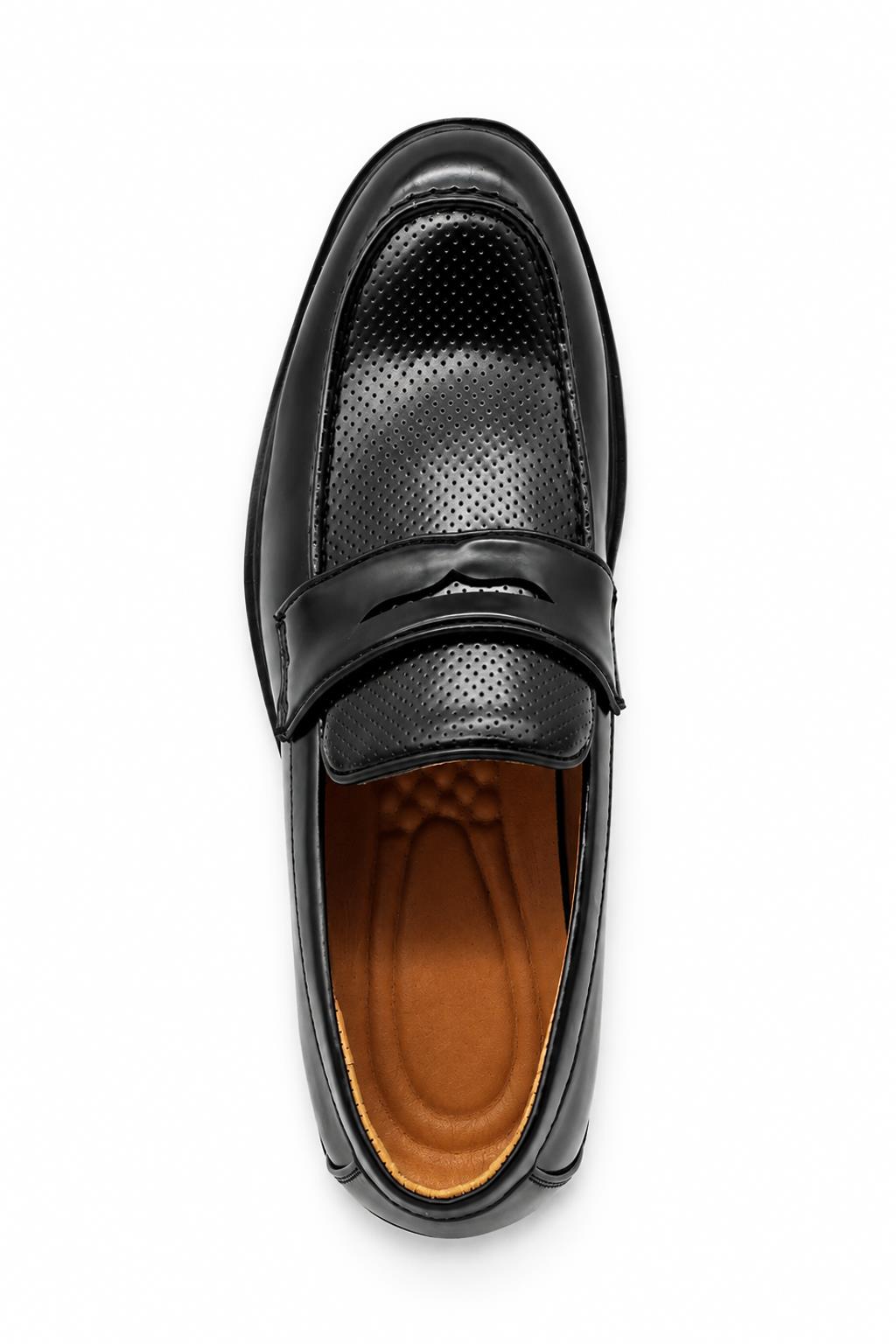 Men’s Black Patent Pin-Dot Penny Loafers