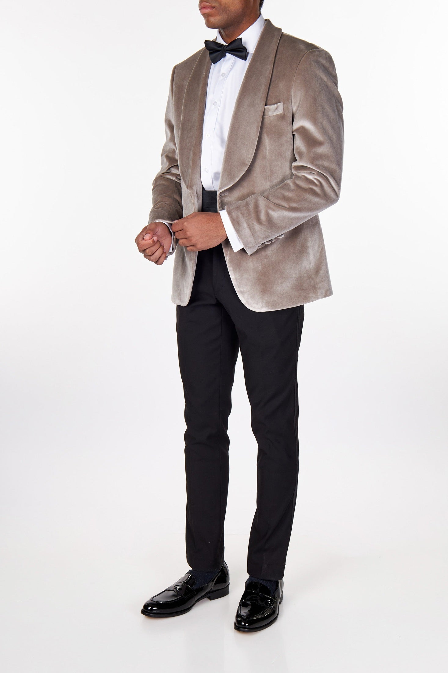 SHAWL COLLAR VELVET TUXEDO – GREY
