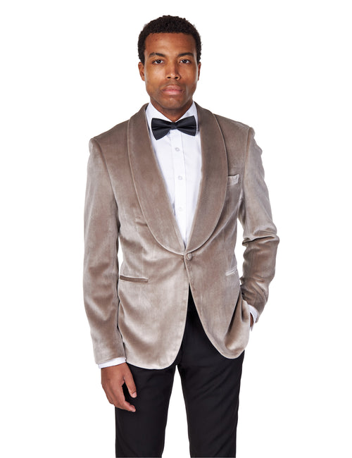 XPOSED Mens Shawl Collar Soft Velvet Dinner Jacket Tailored Fit Tuxedo