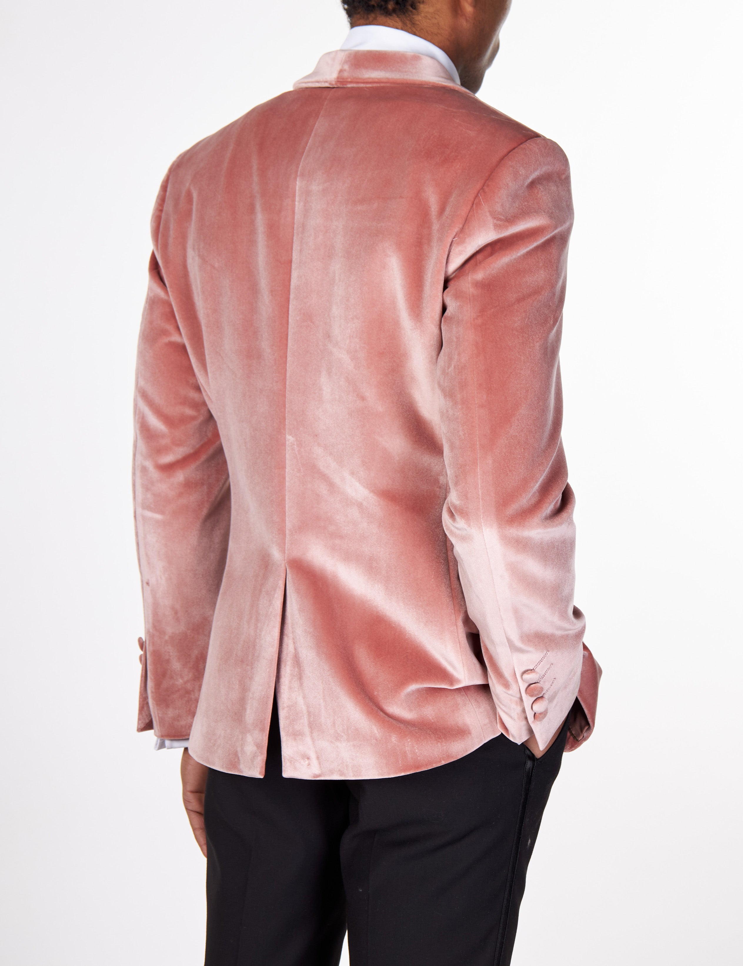 SHAWL COLLAR VELVET TUXEDO – BLUSH PINK