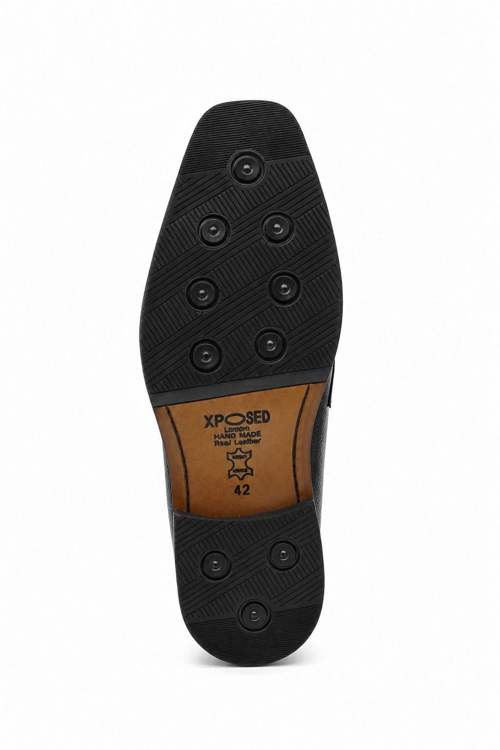 DEXTER Men’s Black Leather & Suede Snaffle Loafers