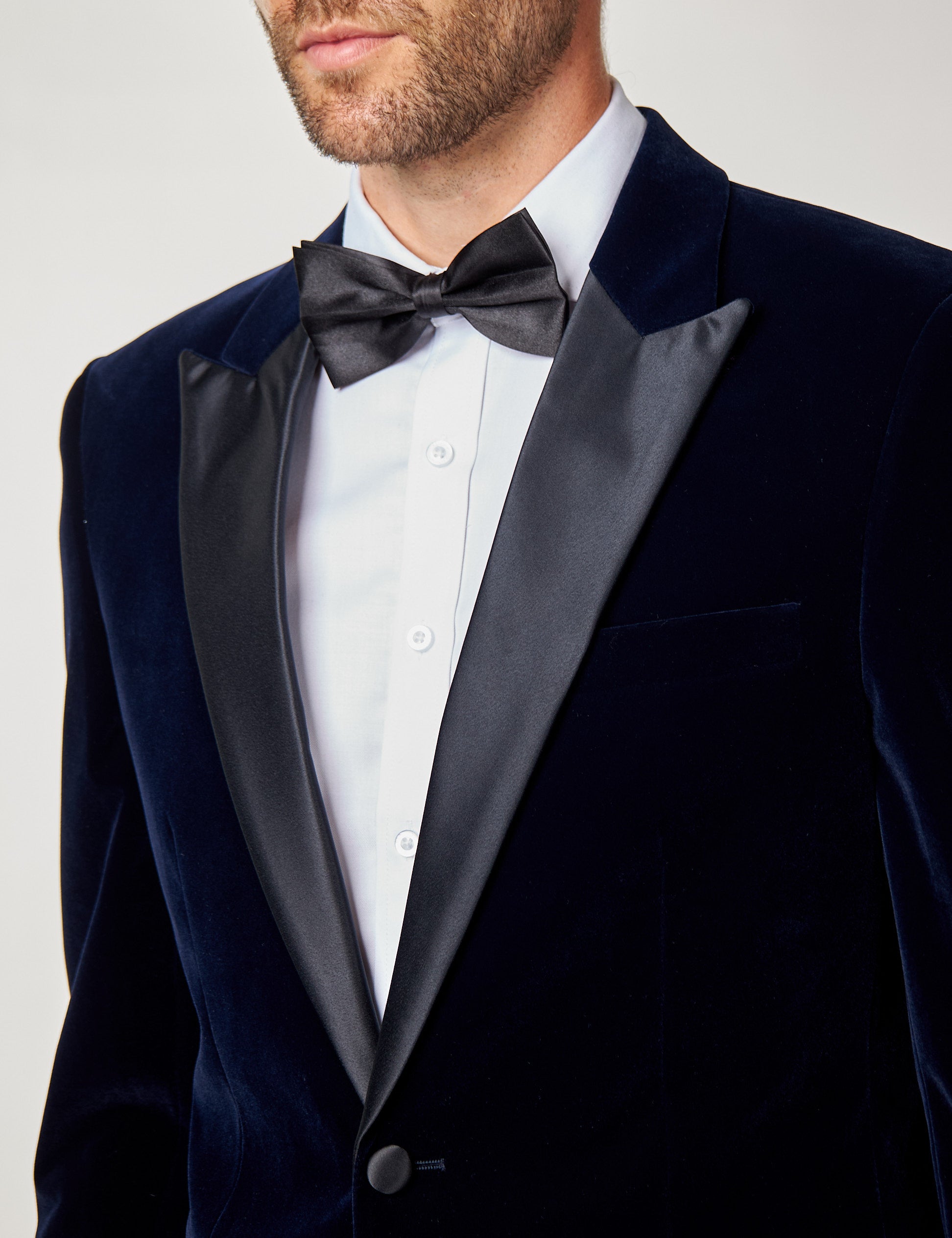 DINNER GARY – NAVY SOFT VELVET TUXEDO JACKET