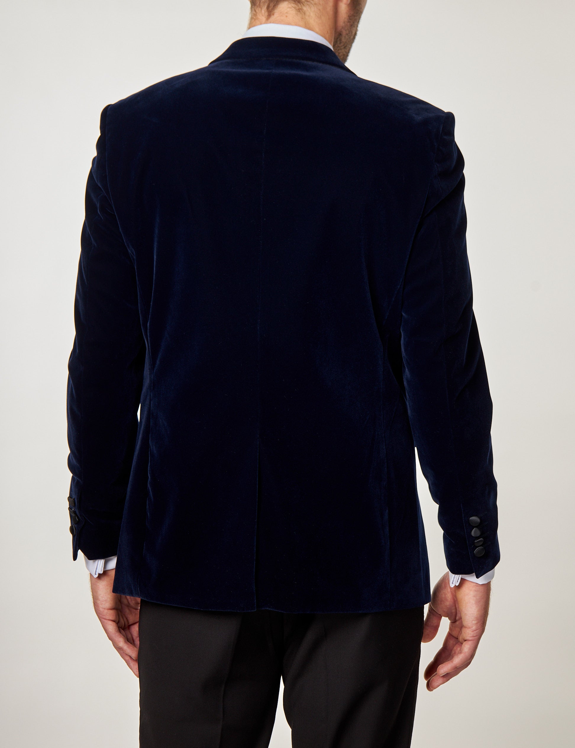 DINNER GARY – NAVY SOFT VELVET TUXEDO JACKET