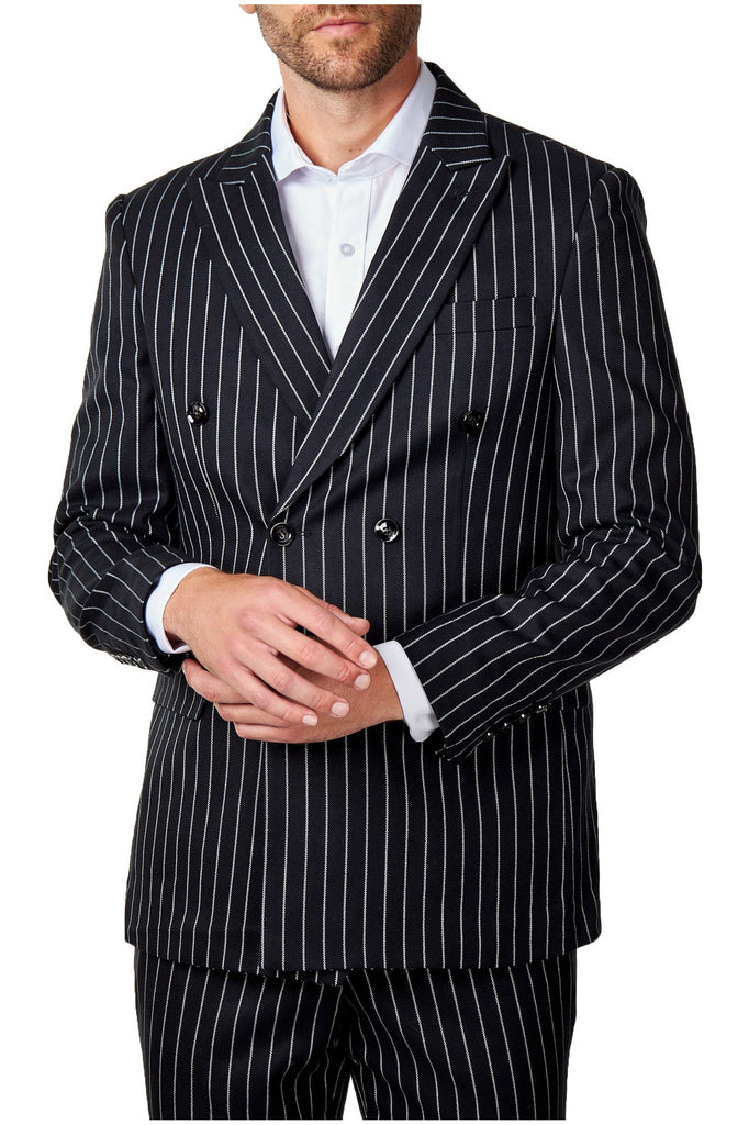 ALFRED - MENS BLACK DOUBLE BREASTED PINSTRIPE BLAZER – XPOSED