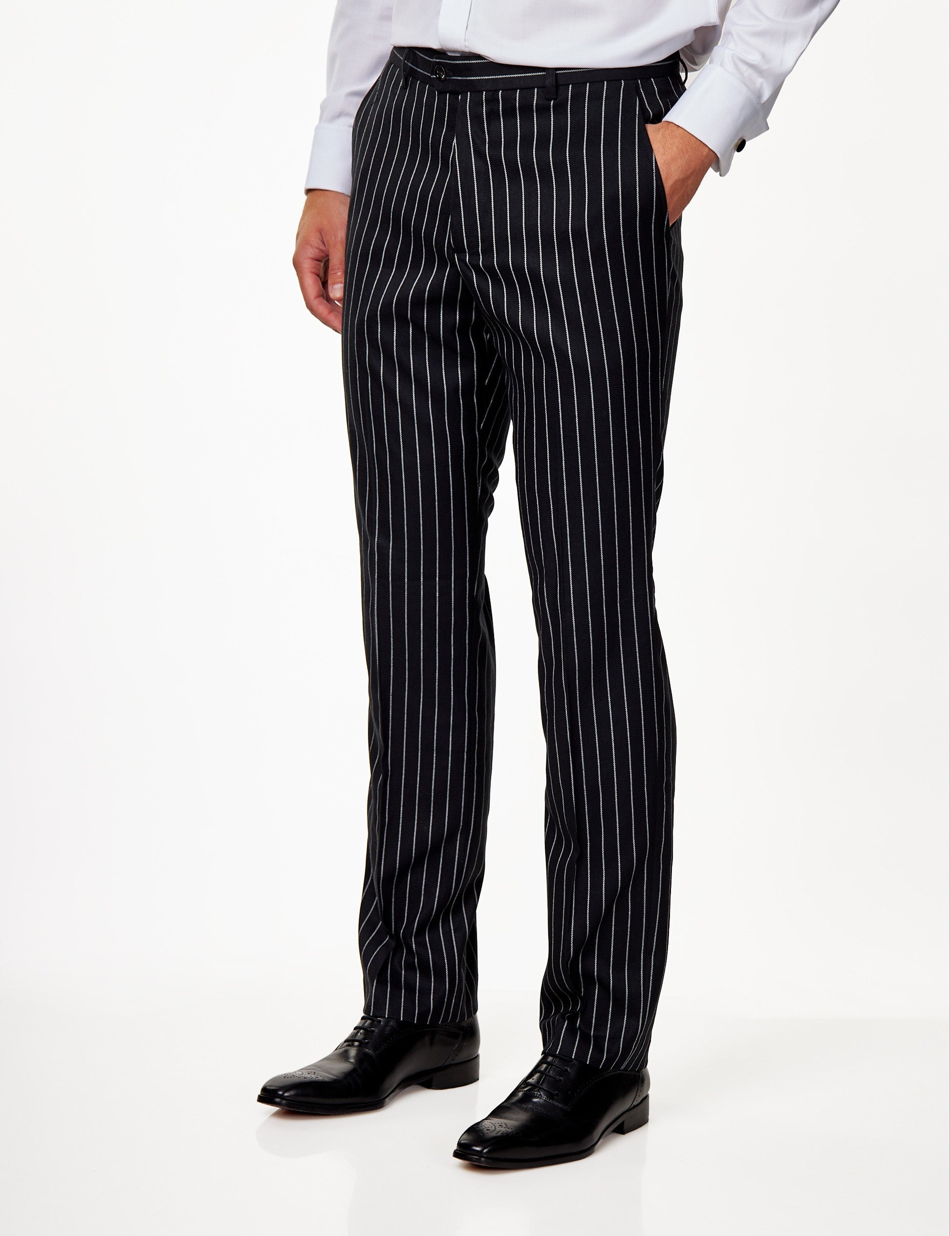 ALFRED - Black Chalk Stripe Double Breasted Suit