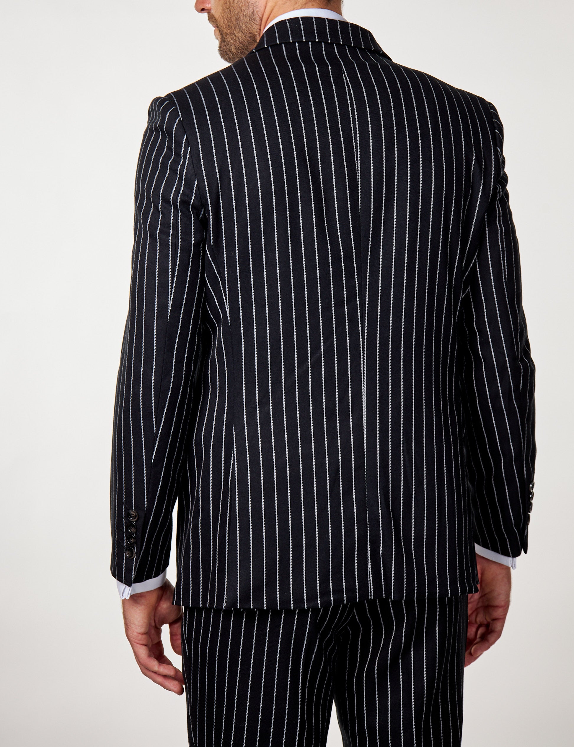 ALFRED - Black Chalk Stripe Double Breasted Suit