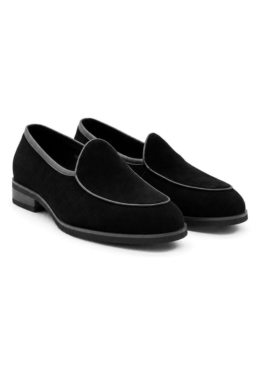 Men's Black Suede Leather Dress Loafers