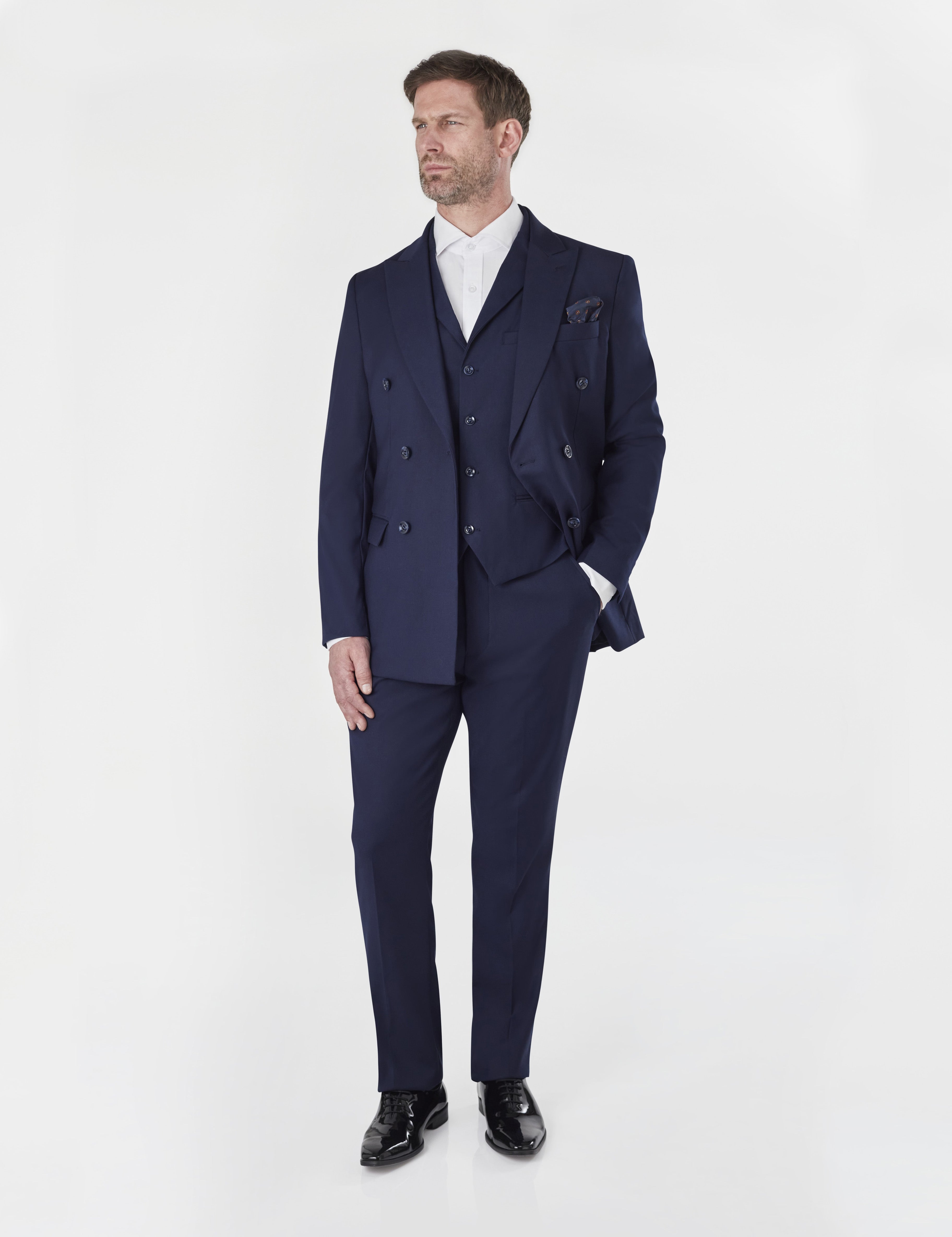 GRAHAM NAVY DOUBLE BREASTED JACKET & WAISTCOAT