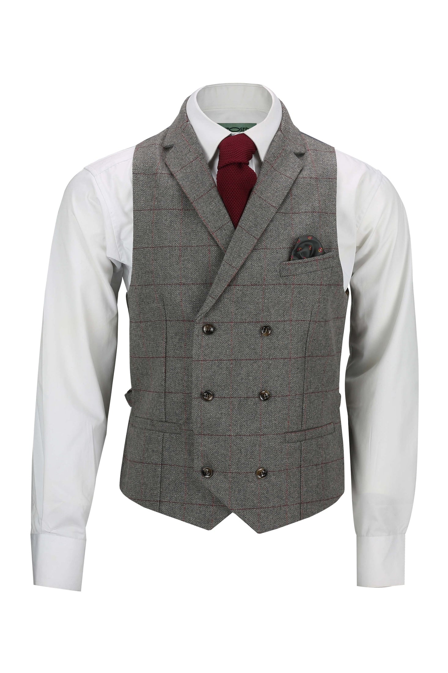 KANO – HERRINGBONE DOUBLE BREASTED GREY WAISTCOAT