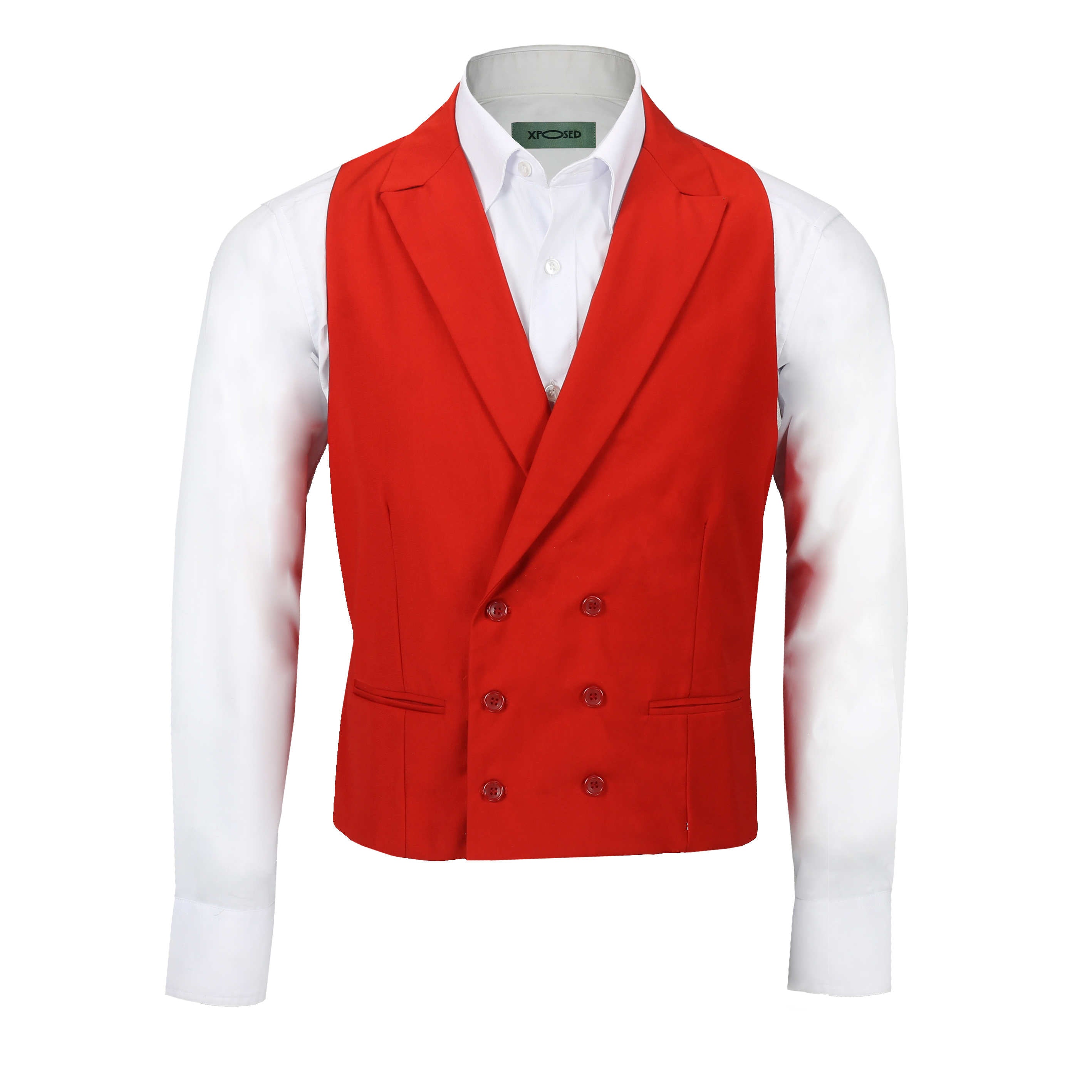 RED COLLAR DOUBLE BREASTED WAISTCOAT