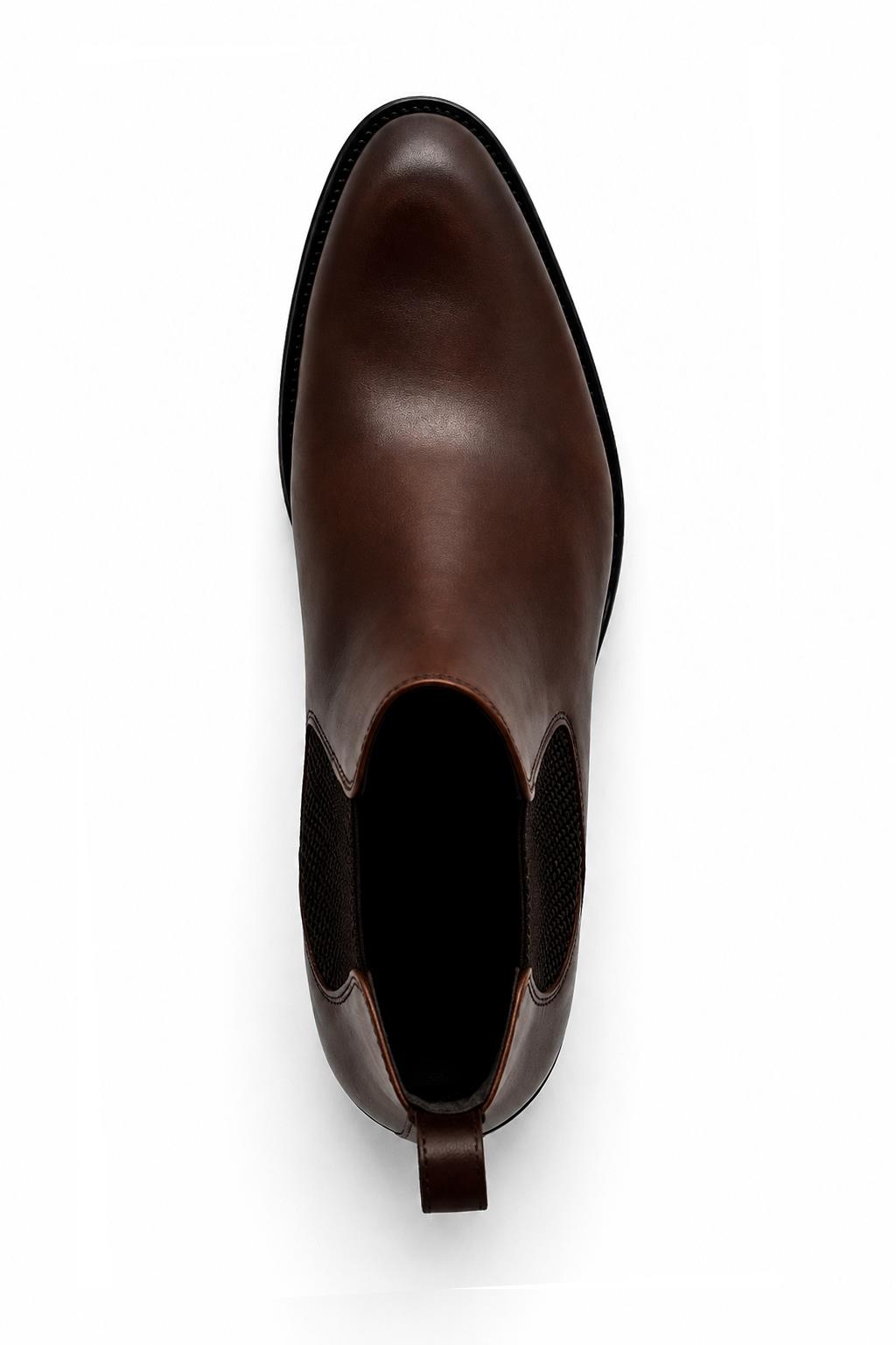 REMY Men’s Brown Burnished Polished Leather Chelsea Boots