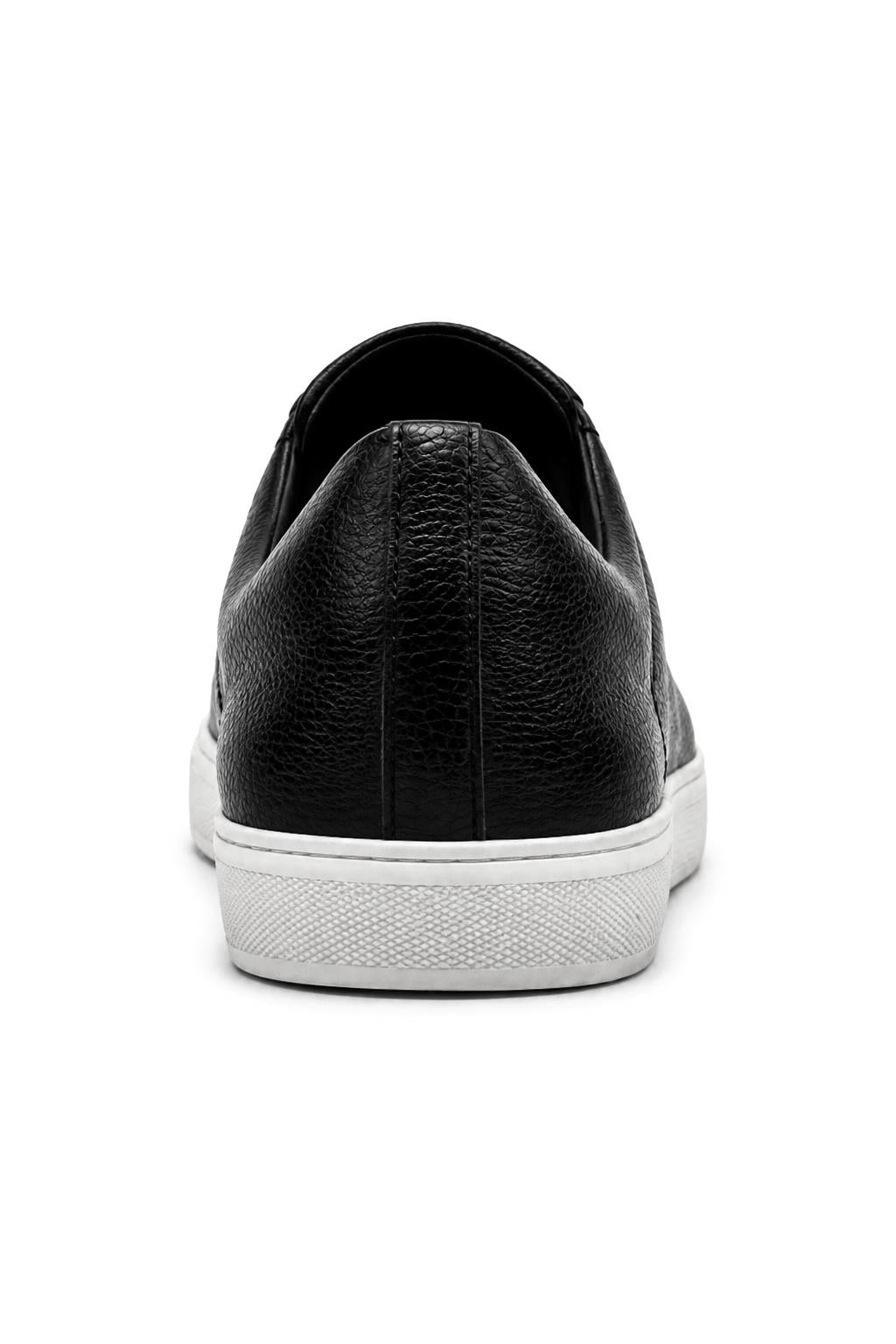 Men’s Black Faux Leather Slip-On Trainers