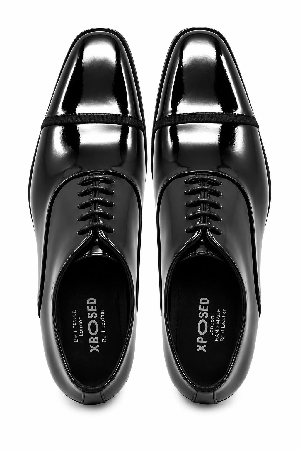MIRO 2 Men’s Black Hi-Shine Patent Leather Cap Toe Oxford Shoes