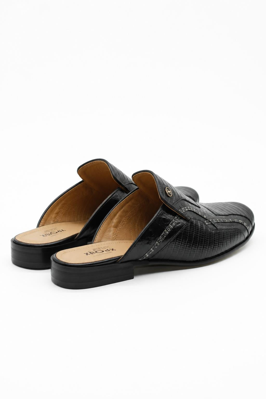 Men’s Glossy Black Handmade Real Leather Half Shoes