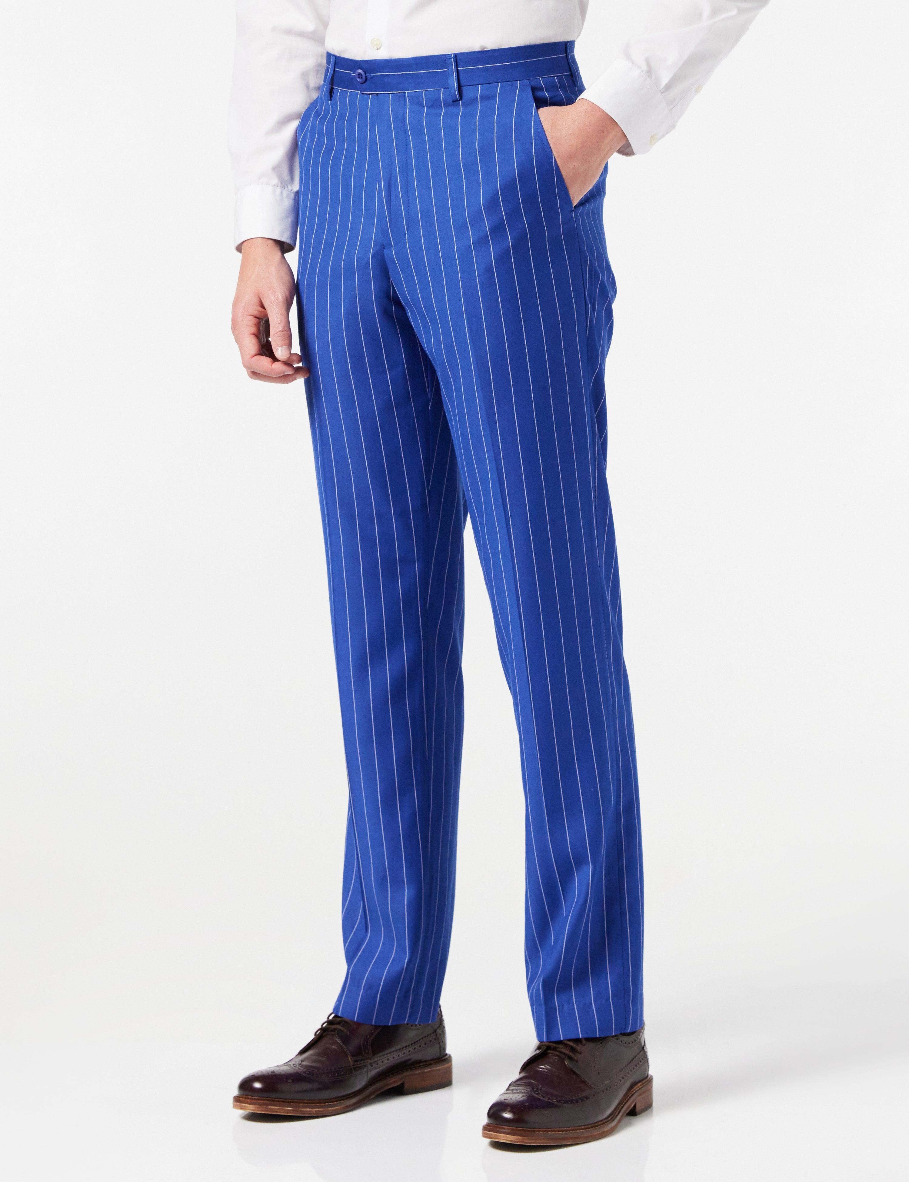 BLUE DOUBLE BREASTED WIDE CHALK STRIPE SUIT