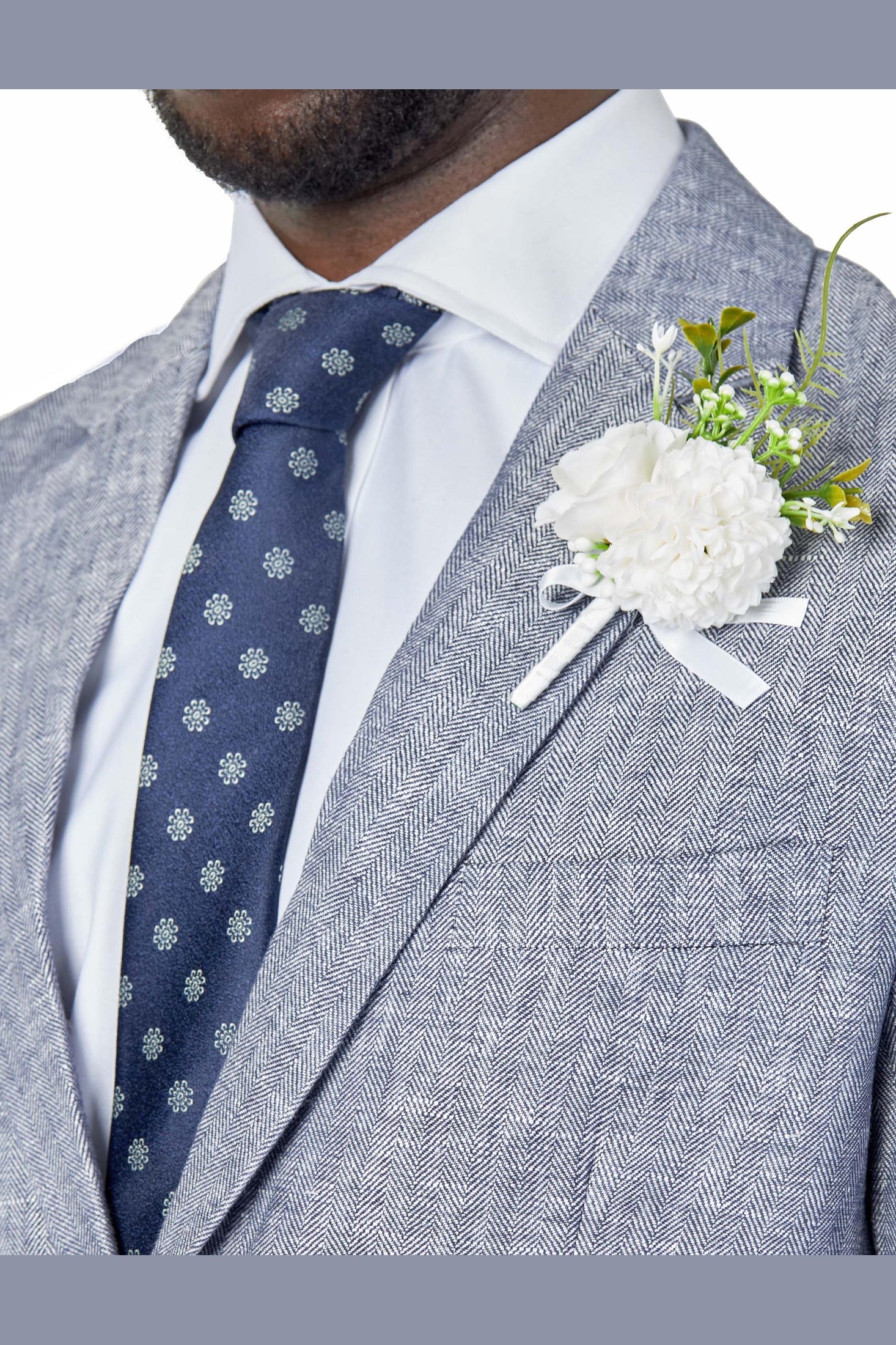 RAY - Tailored Fit Herringbone Linen Suit