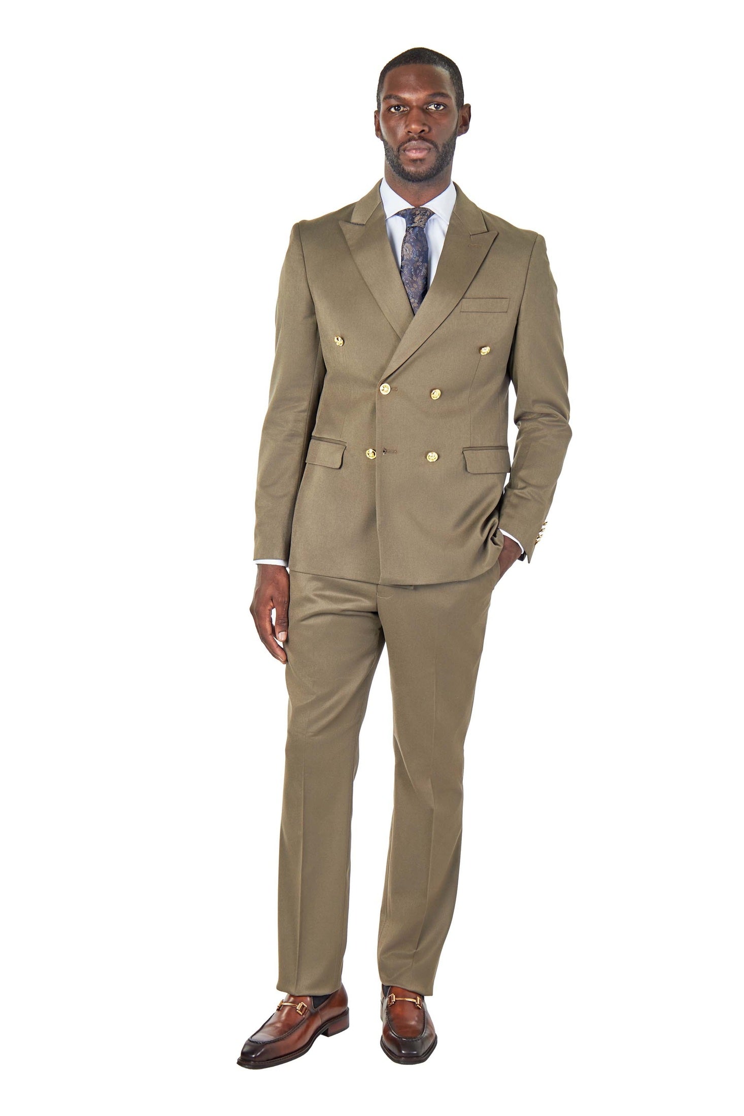 EZRA – Khaki Green Tailored Double Breasted Jacket