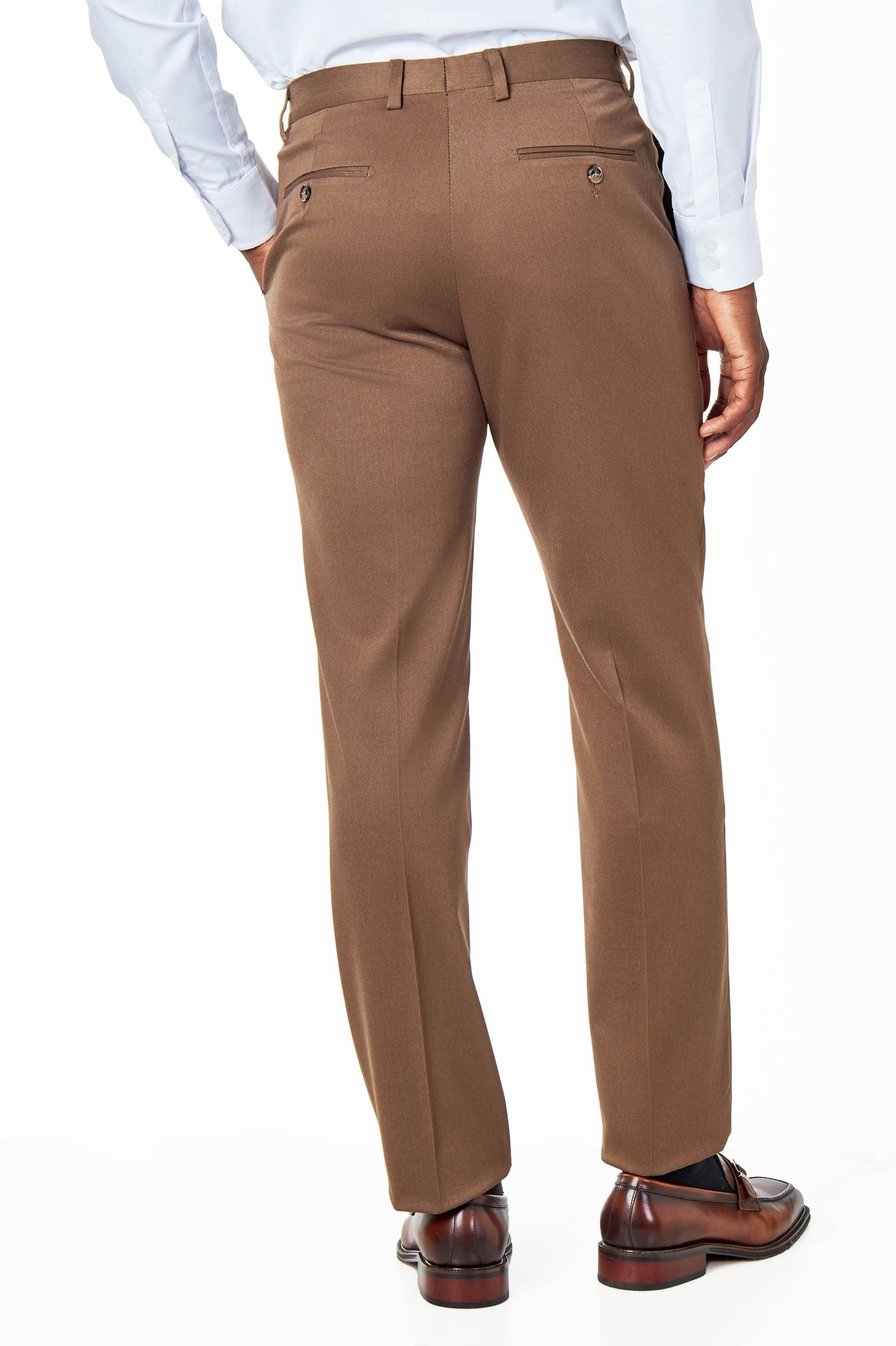 Mens Brown Tailored Fit Suit Trousers Dress Pants XPOSED Mens Brown Tailored Fit Suit Trousers Dress Pants XPOSED