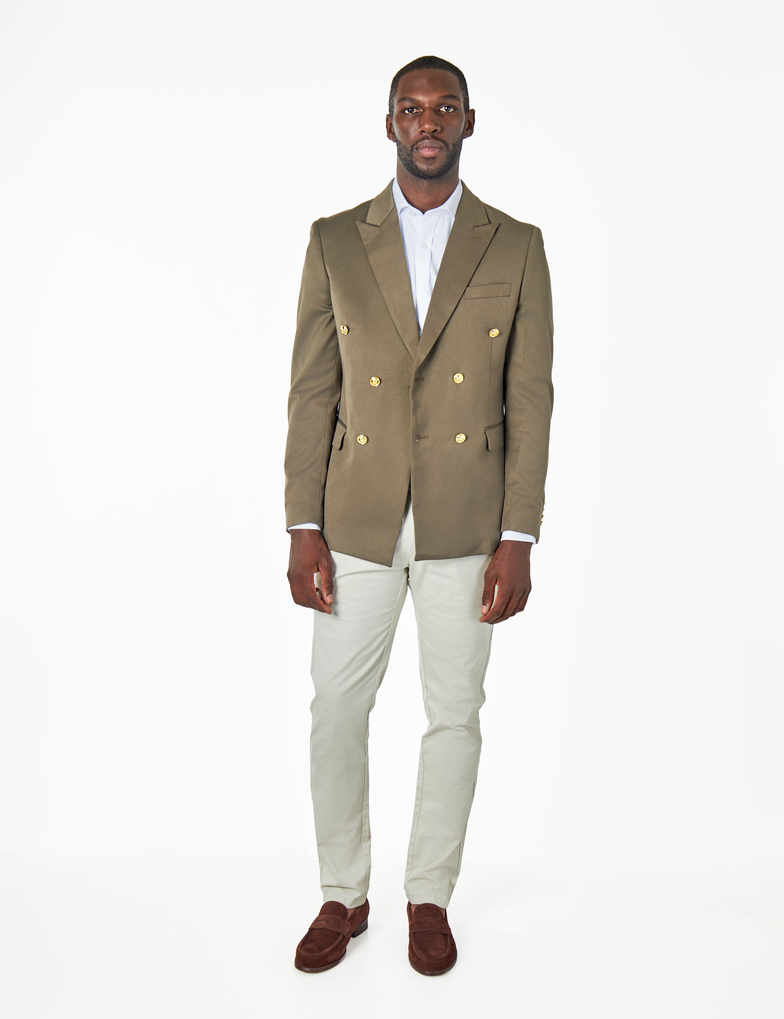 EZRA – Khaki Green Tailored Double Breasted Jacket