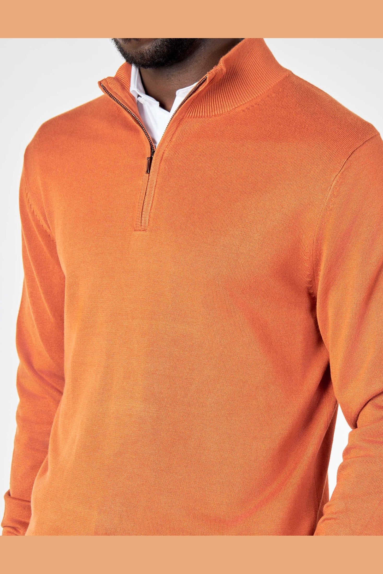 ORANGE 100% COTTON KNIT ZIP NECK JUMPER