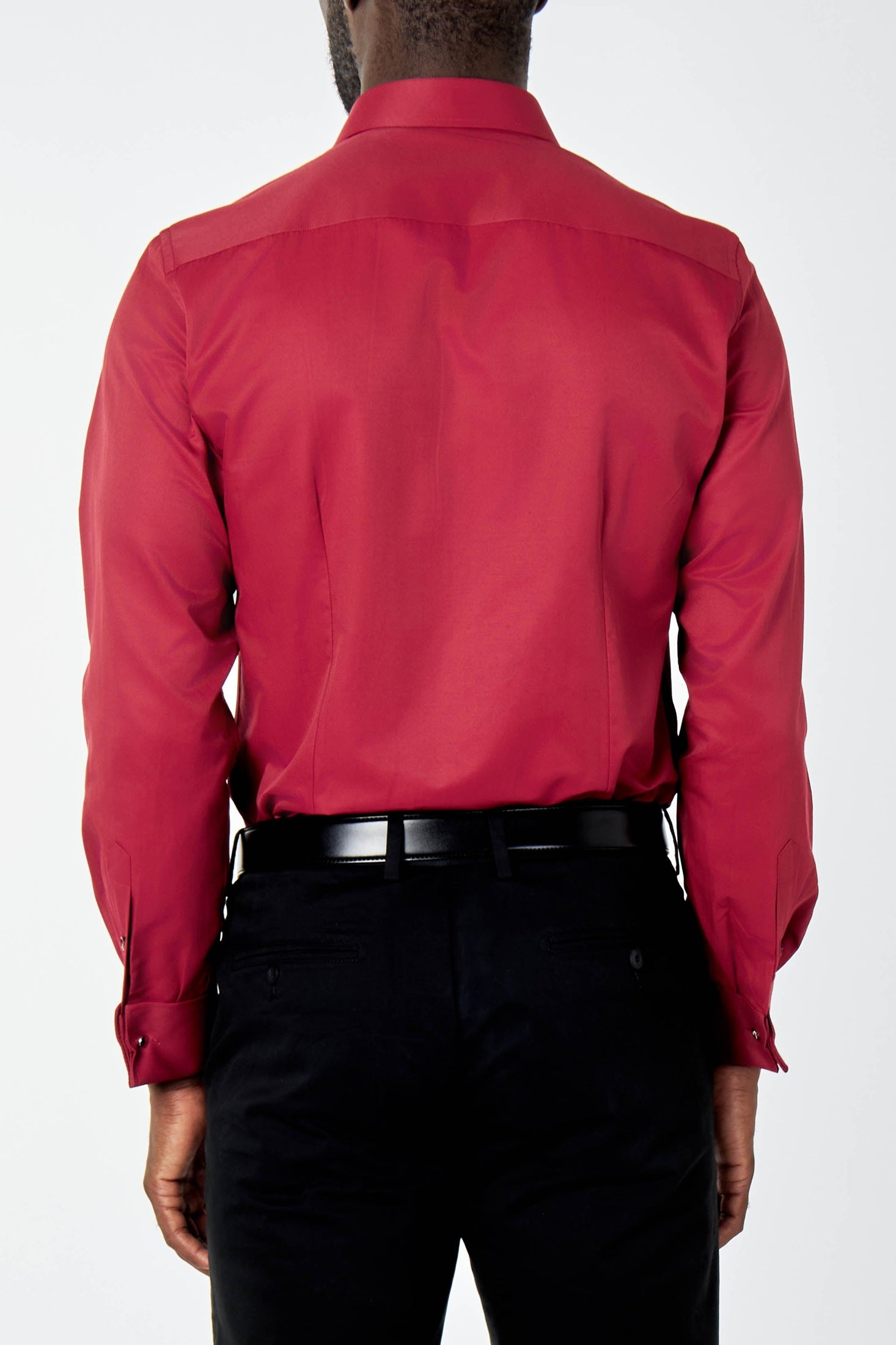 CLASSIC BURGUNDY DOUBLE CUFF TAILORED FIT SHIRT WITH CUFFLINKS