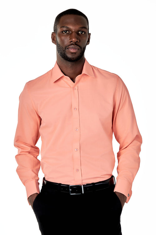 CLASSIC PEACH DOUBLE CUFF TAILORED FIT SHIRT WITH CUFFLINKS
