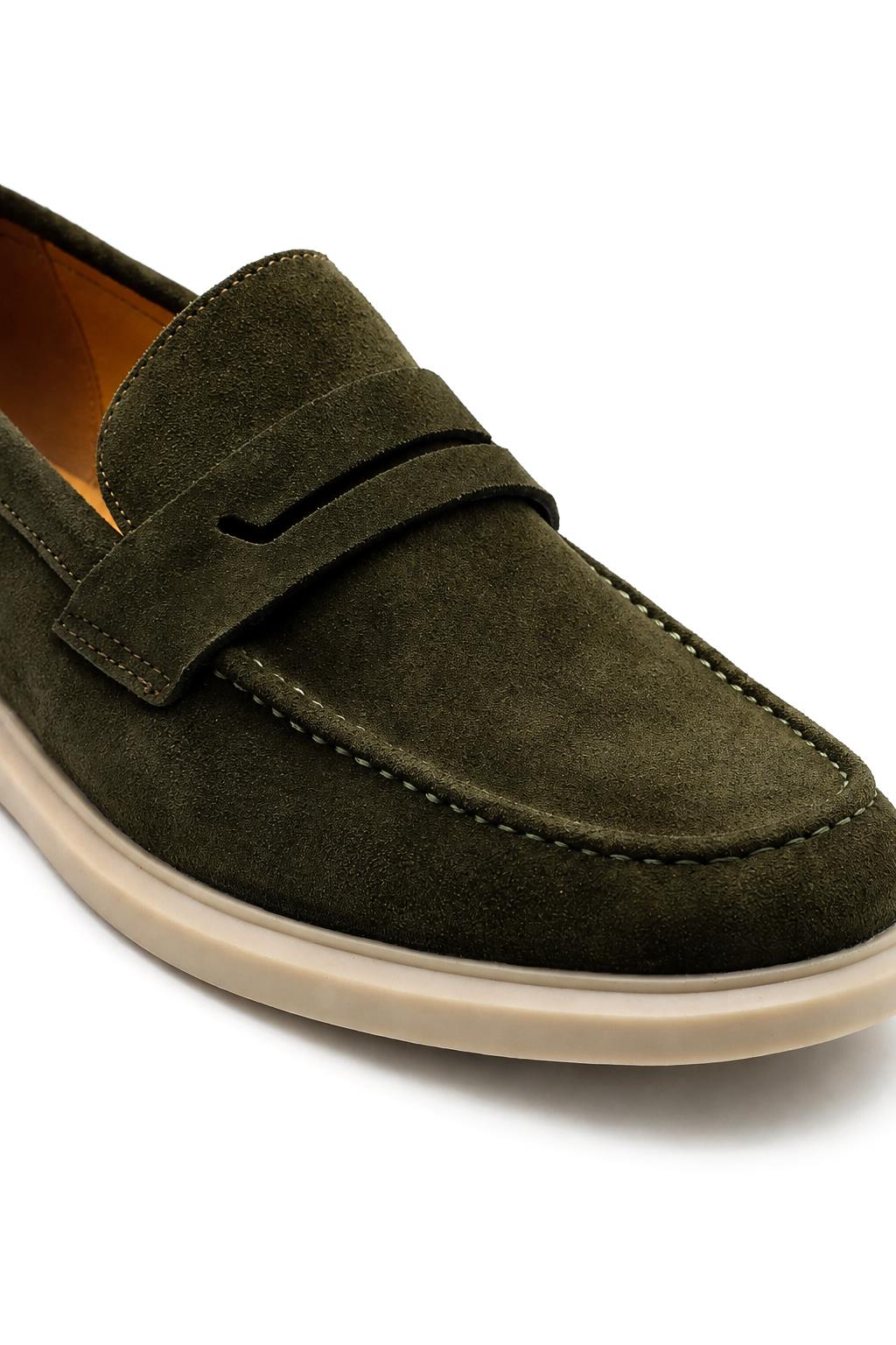 Men’s Milo Green Suede Leather Penny Loafers