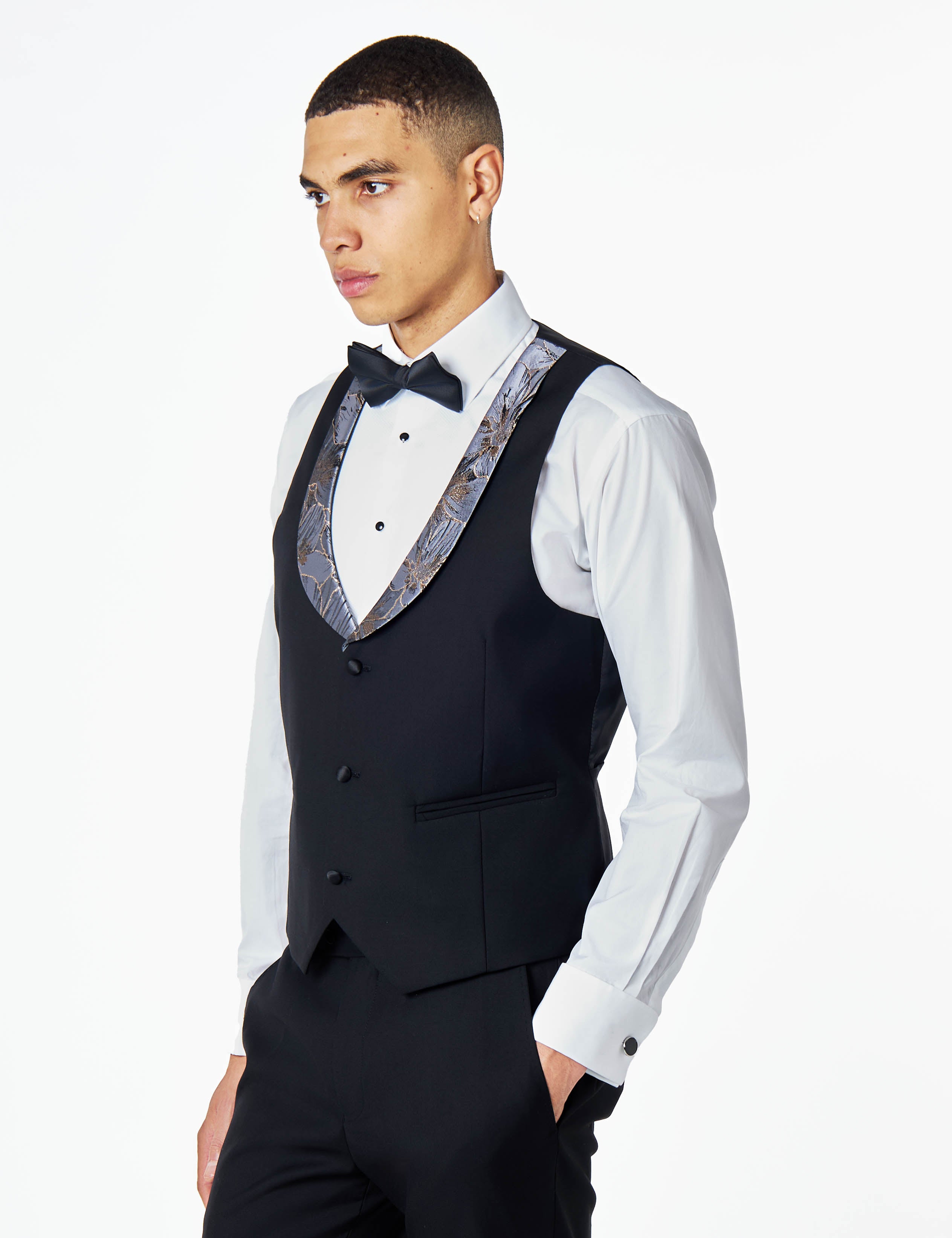JASON - GREY BLUE FLORAL PRINTED PARTY 3 PIECE SUIT