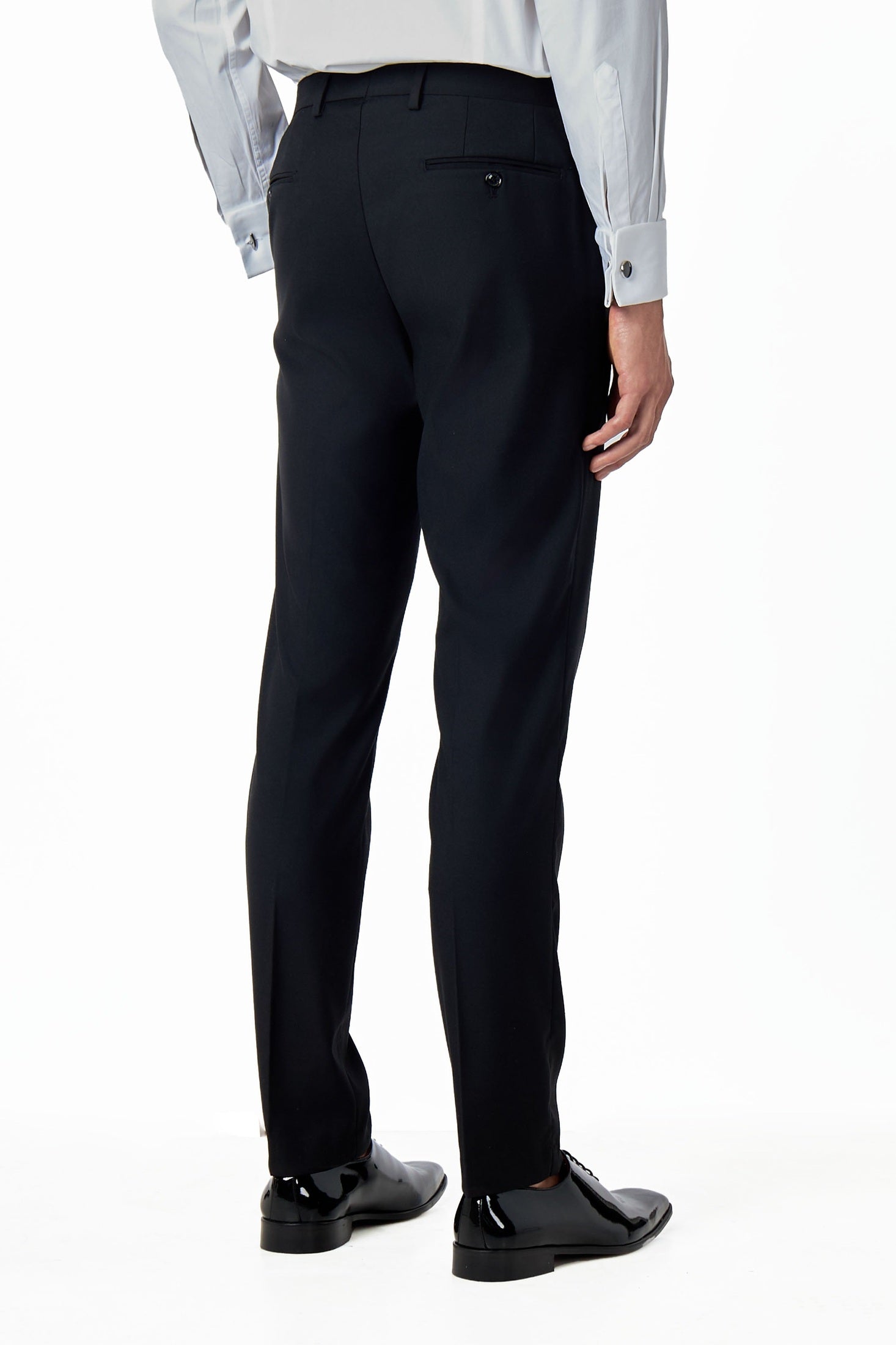 BLACK SUIT TROUSERS GEO PATTERN DETAILED