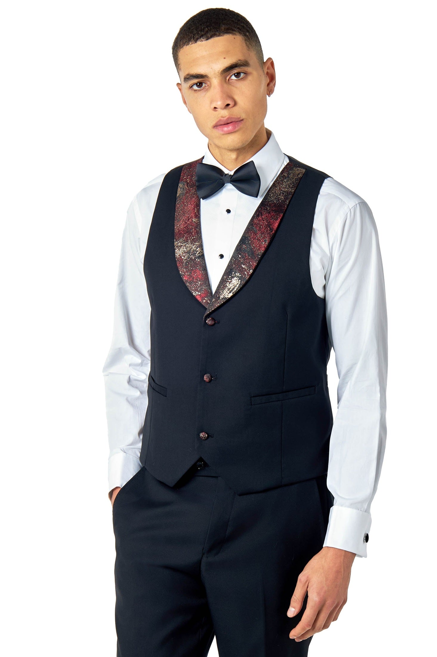 Wedding Tuxedo 3 Piece Tailored Fit Suit Glitter Print