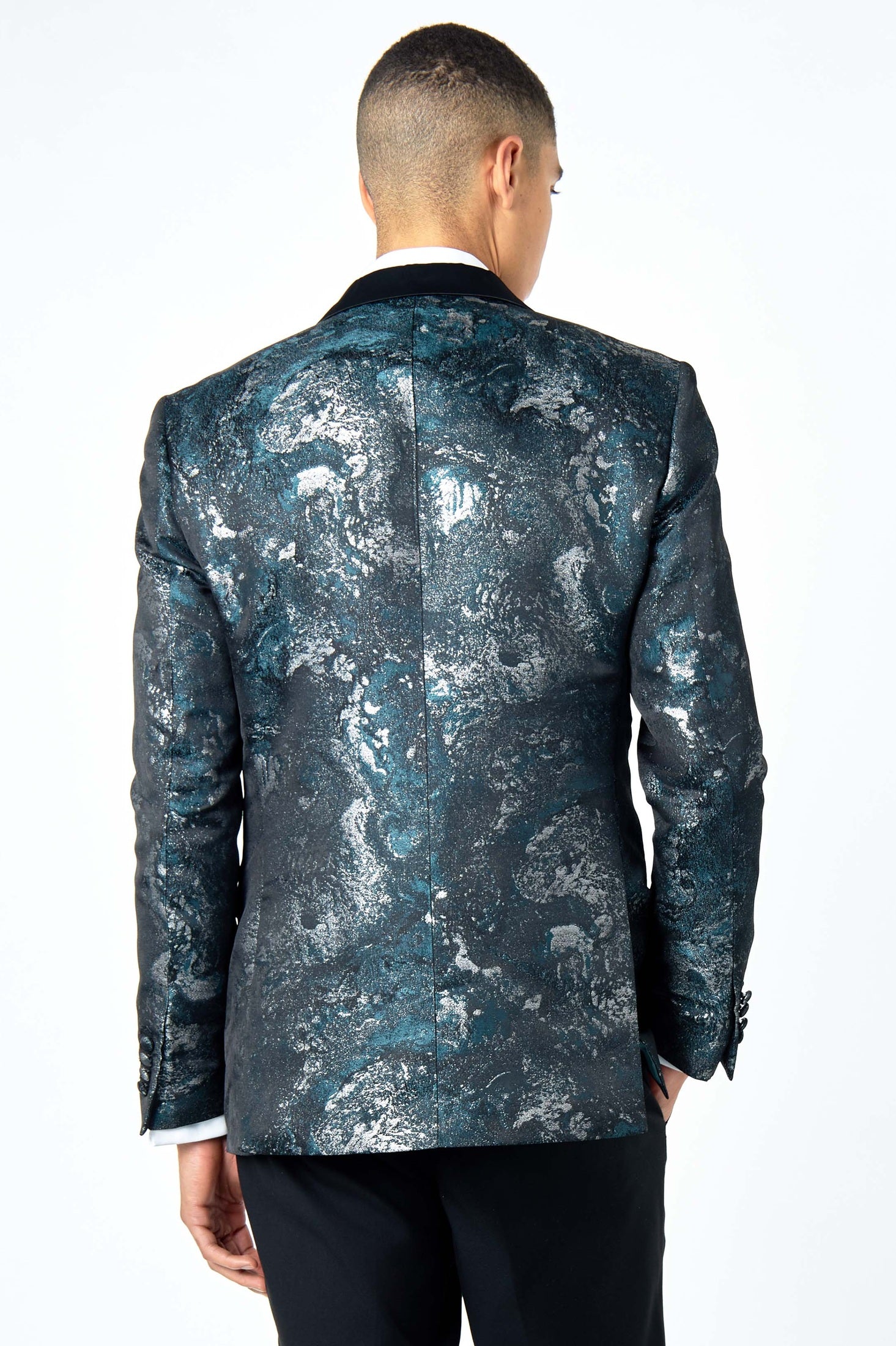 Wedding 3 Piece Suit Floral Glitter Print on Tailored Fit