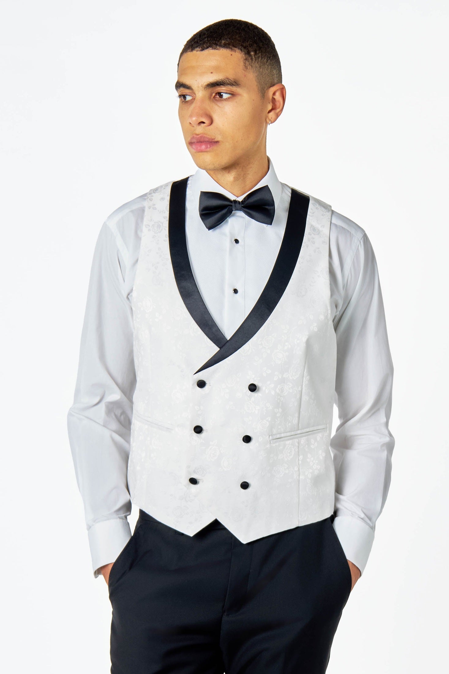 Tuxedo 3 Piece Suit Tailored Fit Floral Print Wedding Party