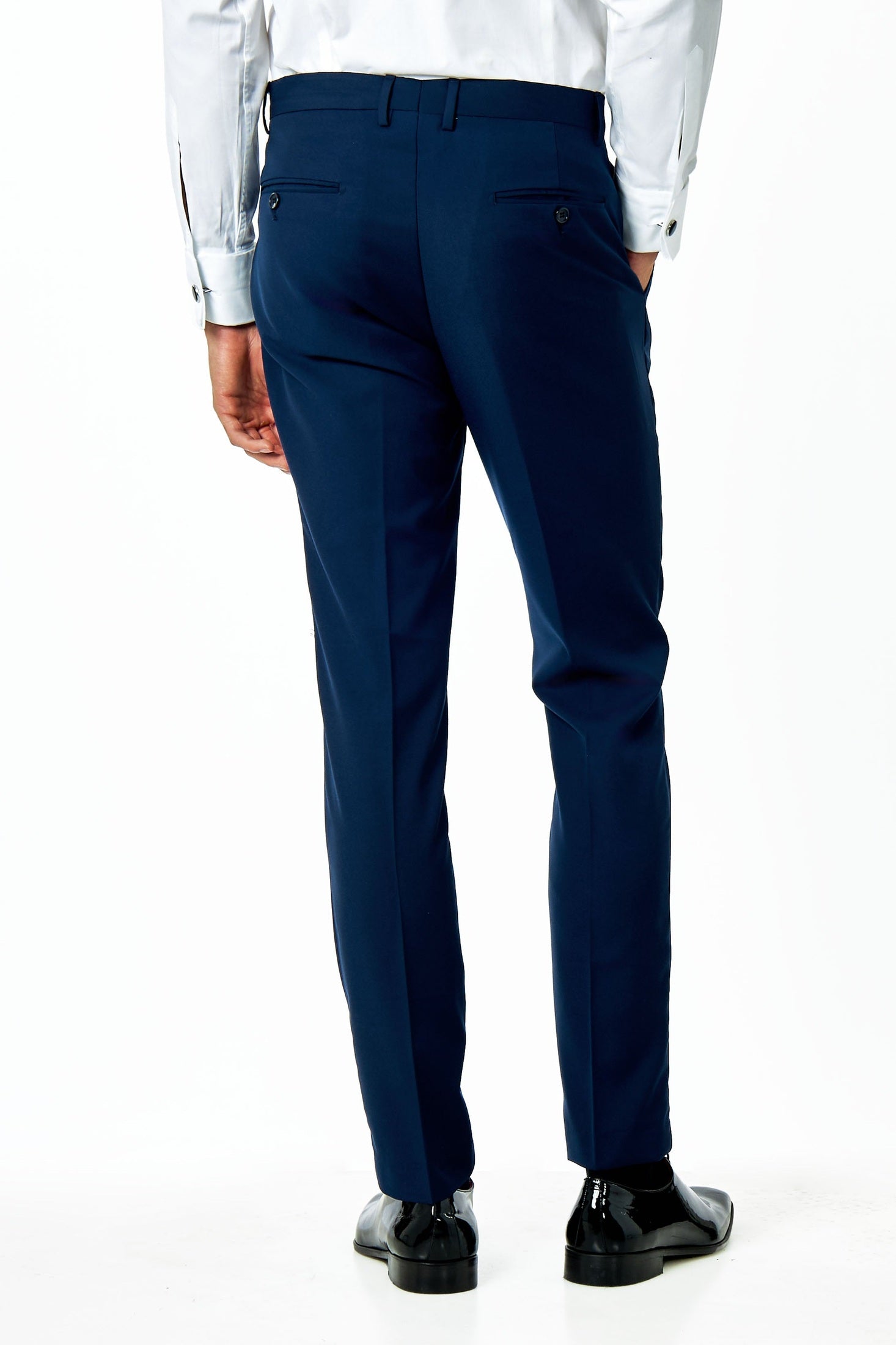 Mens Navy Blue Formal Tailored Dress Suit Trousers XPOSED Mens Navy Blue Formal Tailored Dress Suit Trousers XPOSED
