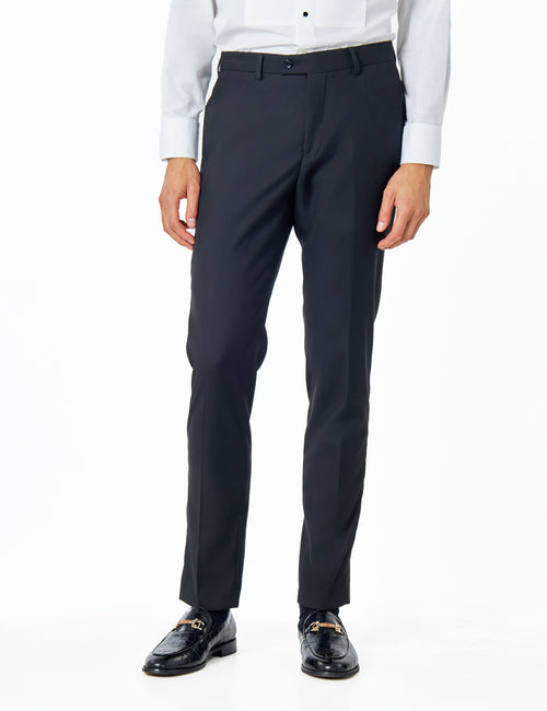 MEN’S PLAIN BLACK SUIT TROUSERS TAILORED FORMAL
