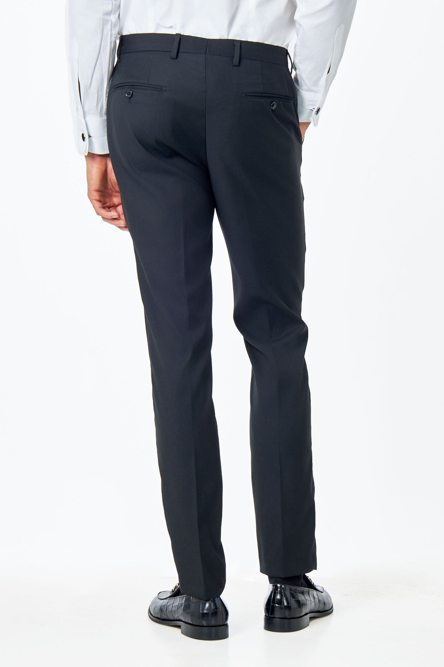 MEN’S PLAIN BLACK SUIT TROUSERS TAILORED FORMAL
