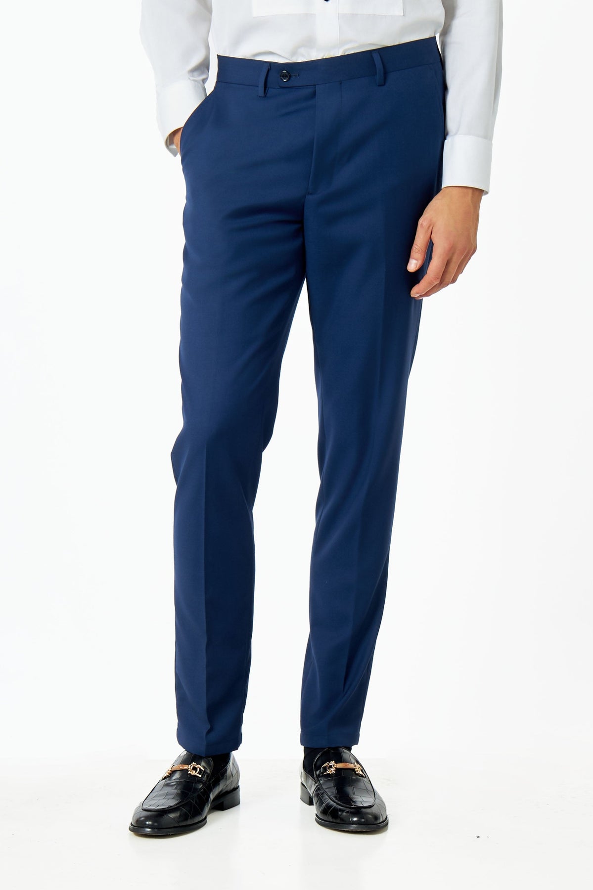 Men’s Formal Navy Blue Suit Trousers Tailored Dress Pants – XPOSED