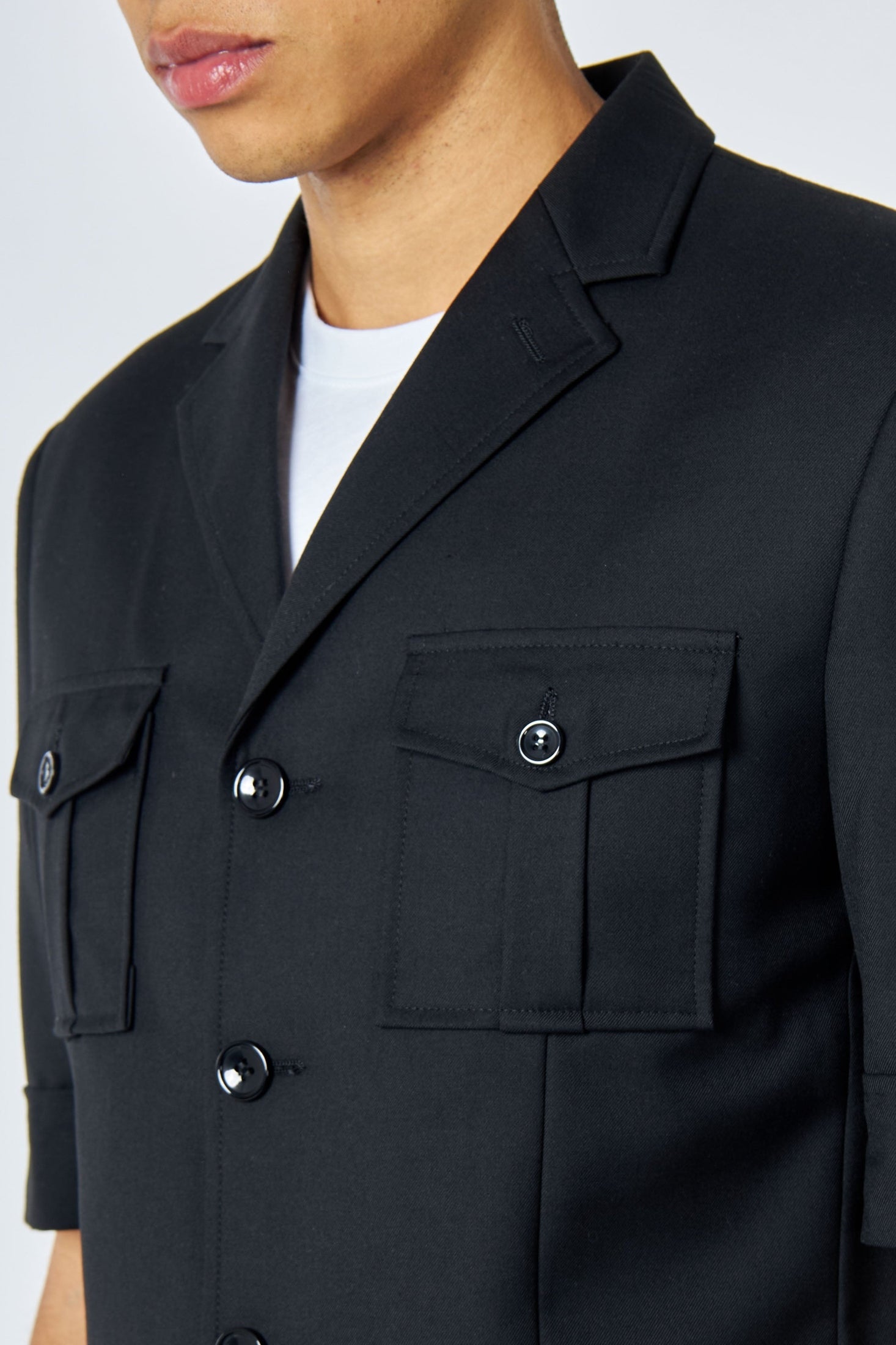 Men s Classic Black Safari Suit Jacket Short Sleeve XPOSED men-s-classic-black-safari-suit-jacket-short-sleeve-xposed