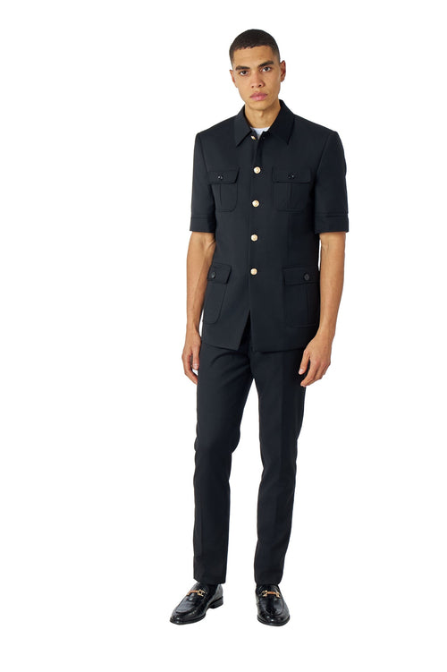 CLASSIC BLACK SAFARI 2 PIECE SUIT WITH GOLD BUTTONS