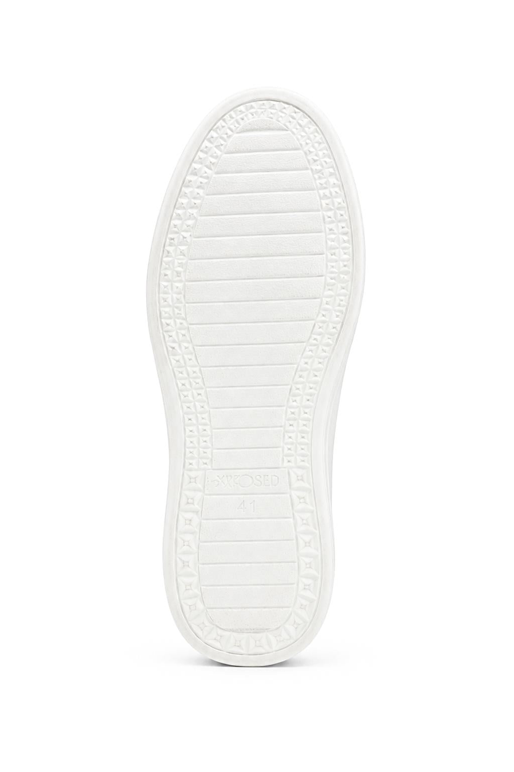 Men’s White Faux Leather Slip-On Trainers