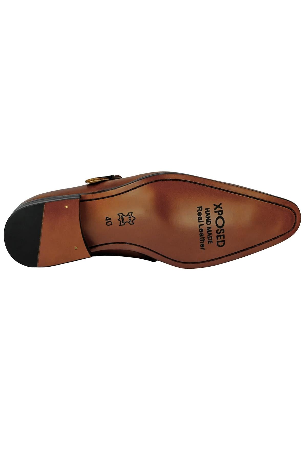 Real Leather Buckle Strap Slip Loafers