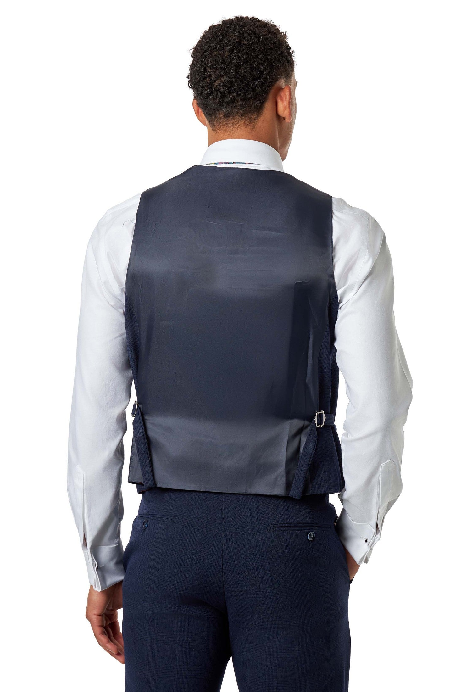 Navy Prince of Wales Check Tailored Fit 3-Piece Suit