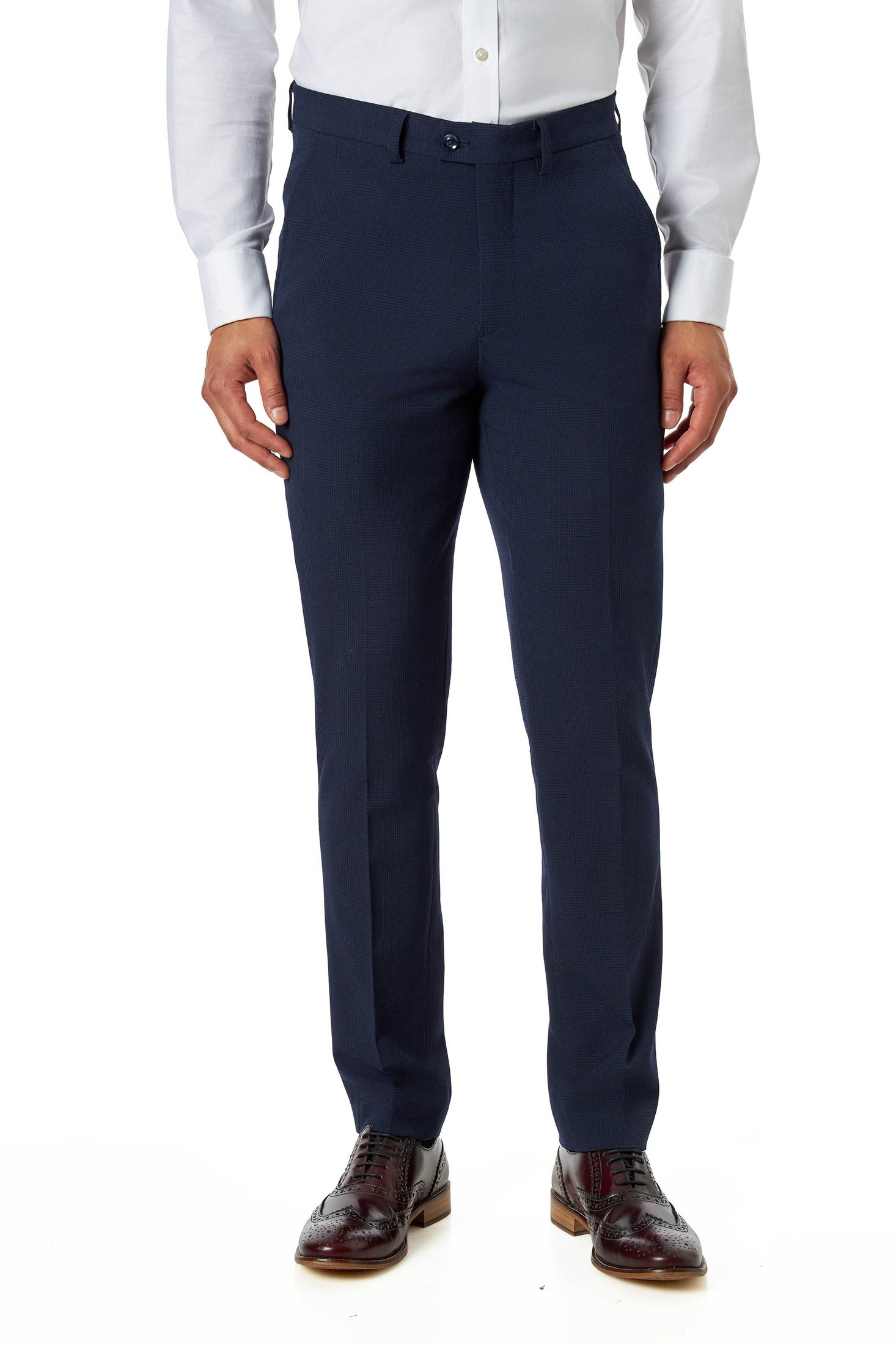 Navy Prince of Wales Check Tailored Fit 3-Piece Suit