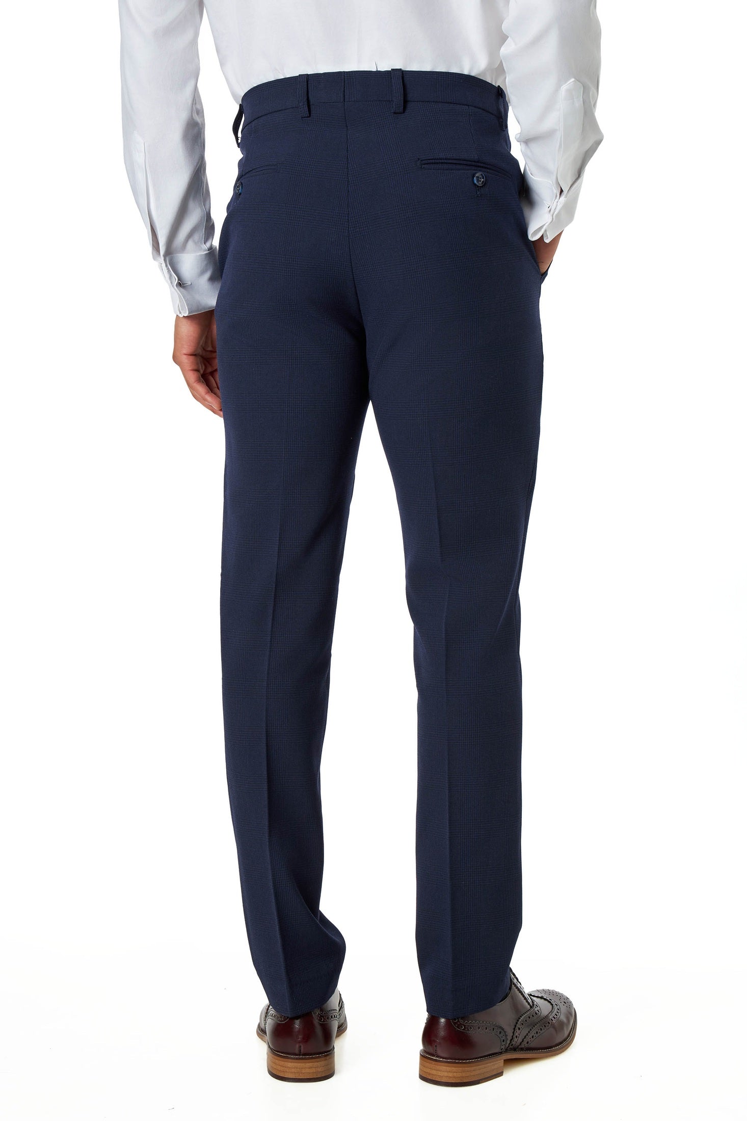 Navy Prince of Wales Check Tailored Fit 3-Piece Suit